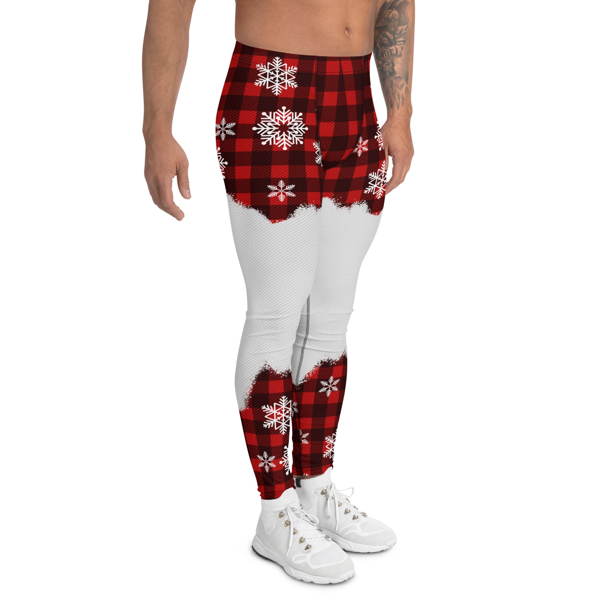 Snowy Plaid Perfection Men's Leggings