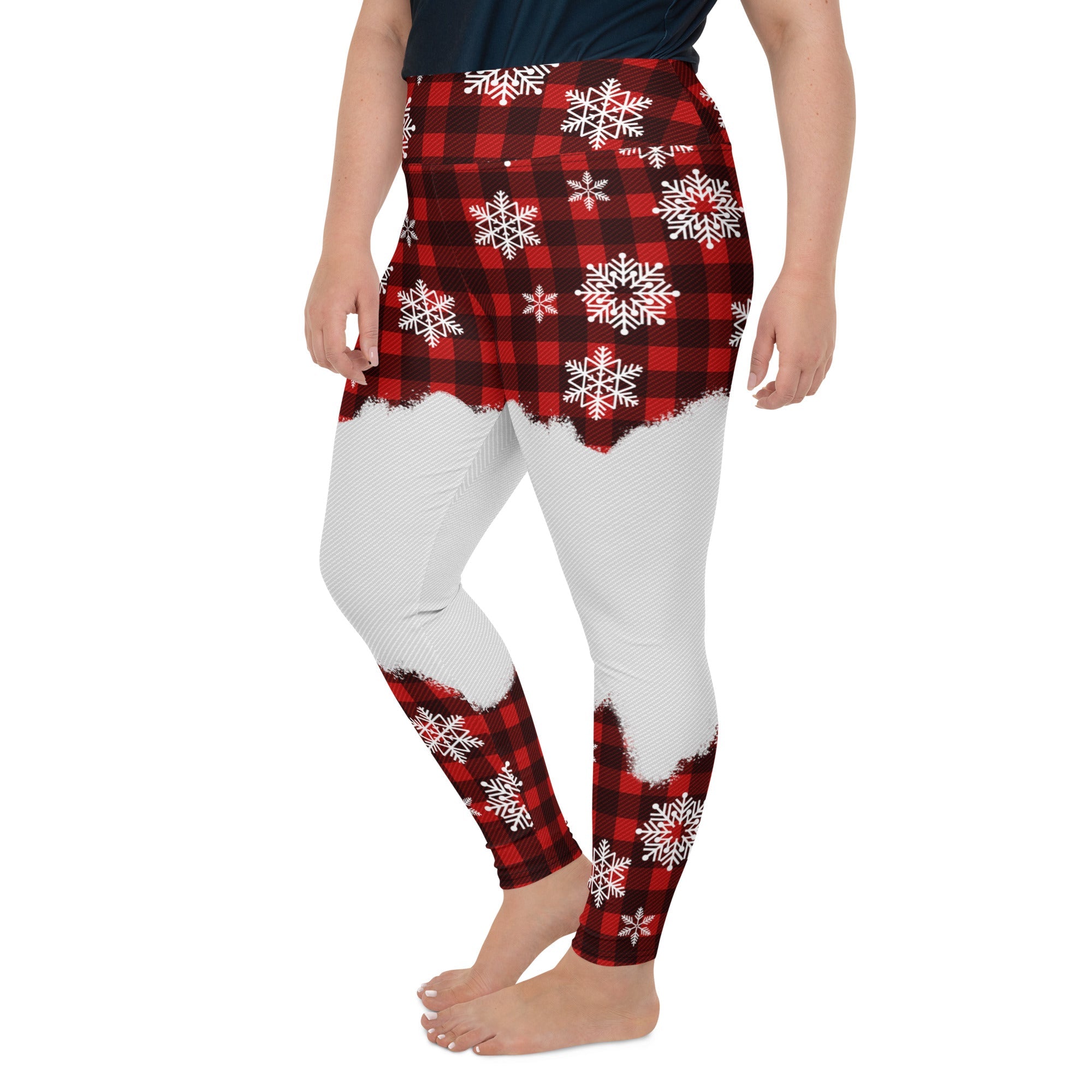 Snowy Plaid Perfection Plus Size Leggings