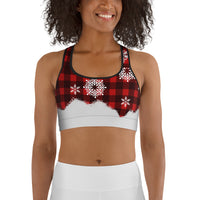 Snowy Plaid Perfection Sports Bra