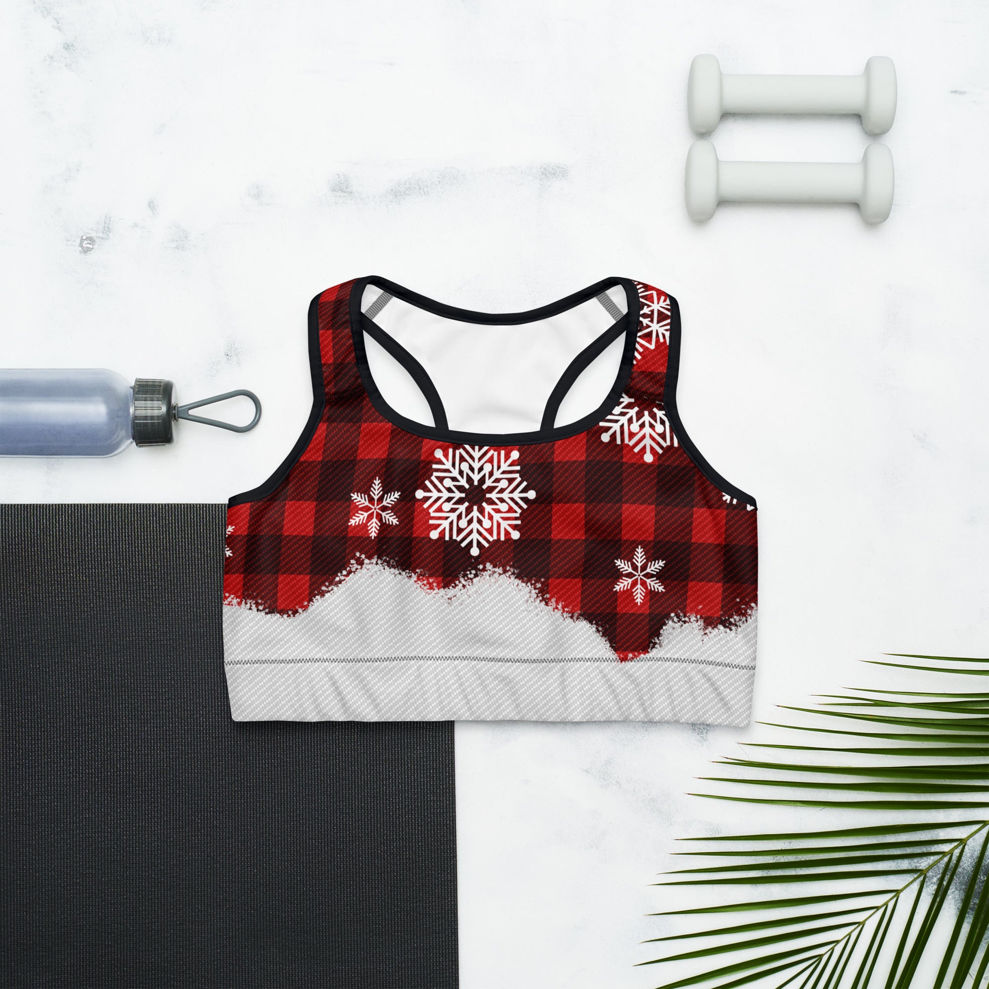 Snowy Plaid Perfection Sports Bra