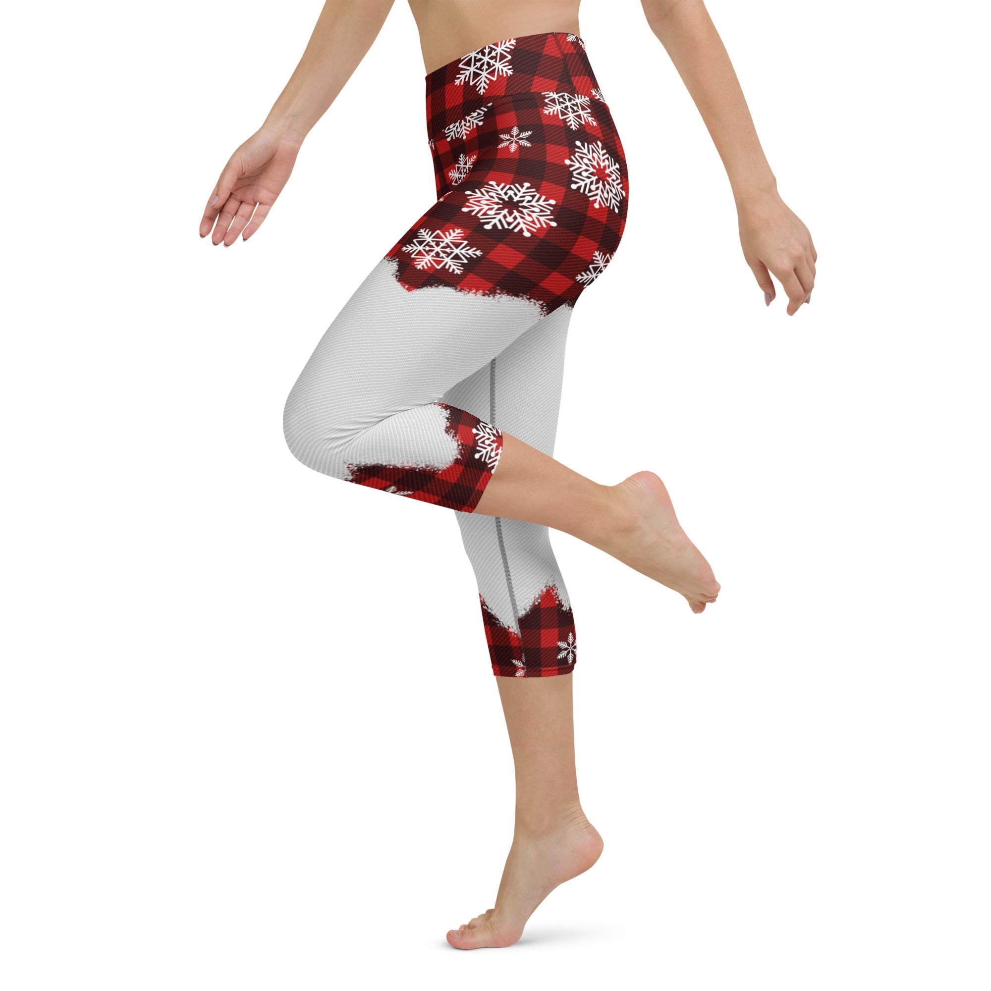 Snowy Plaid Perfection Yoga Capris