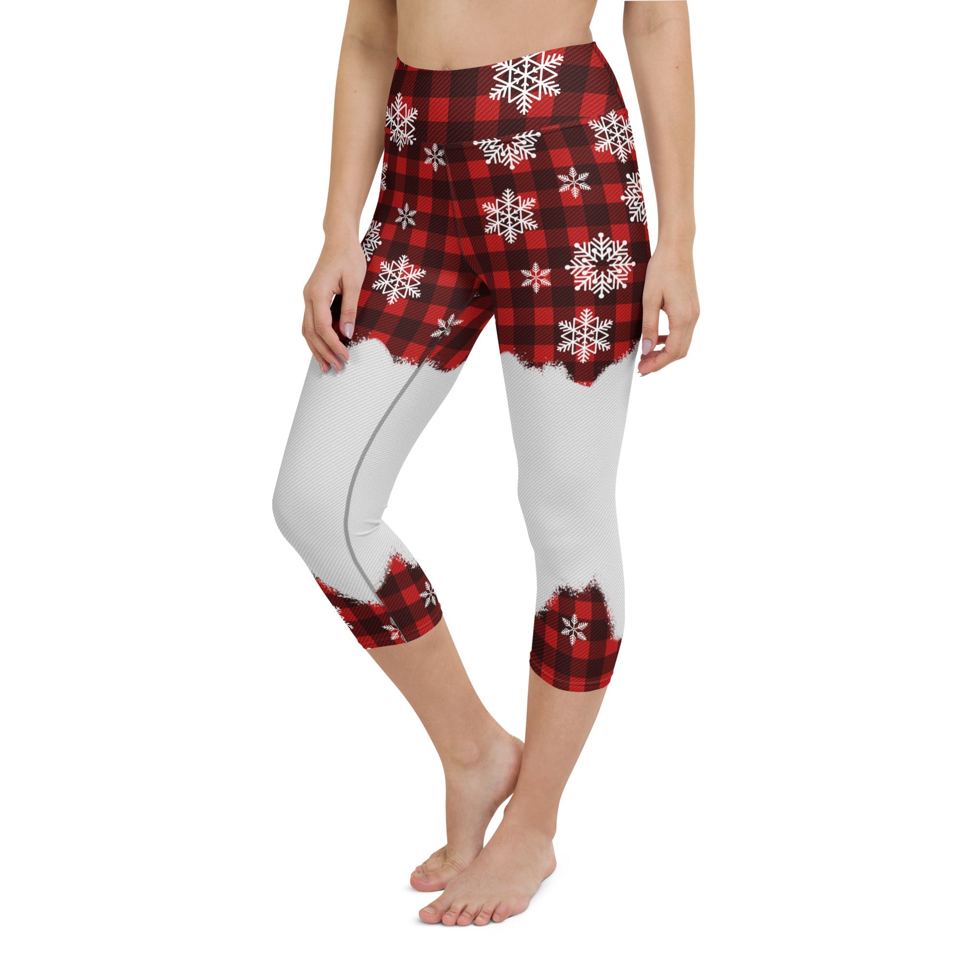 Snowy Plaid Perfection Yoga Capris