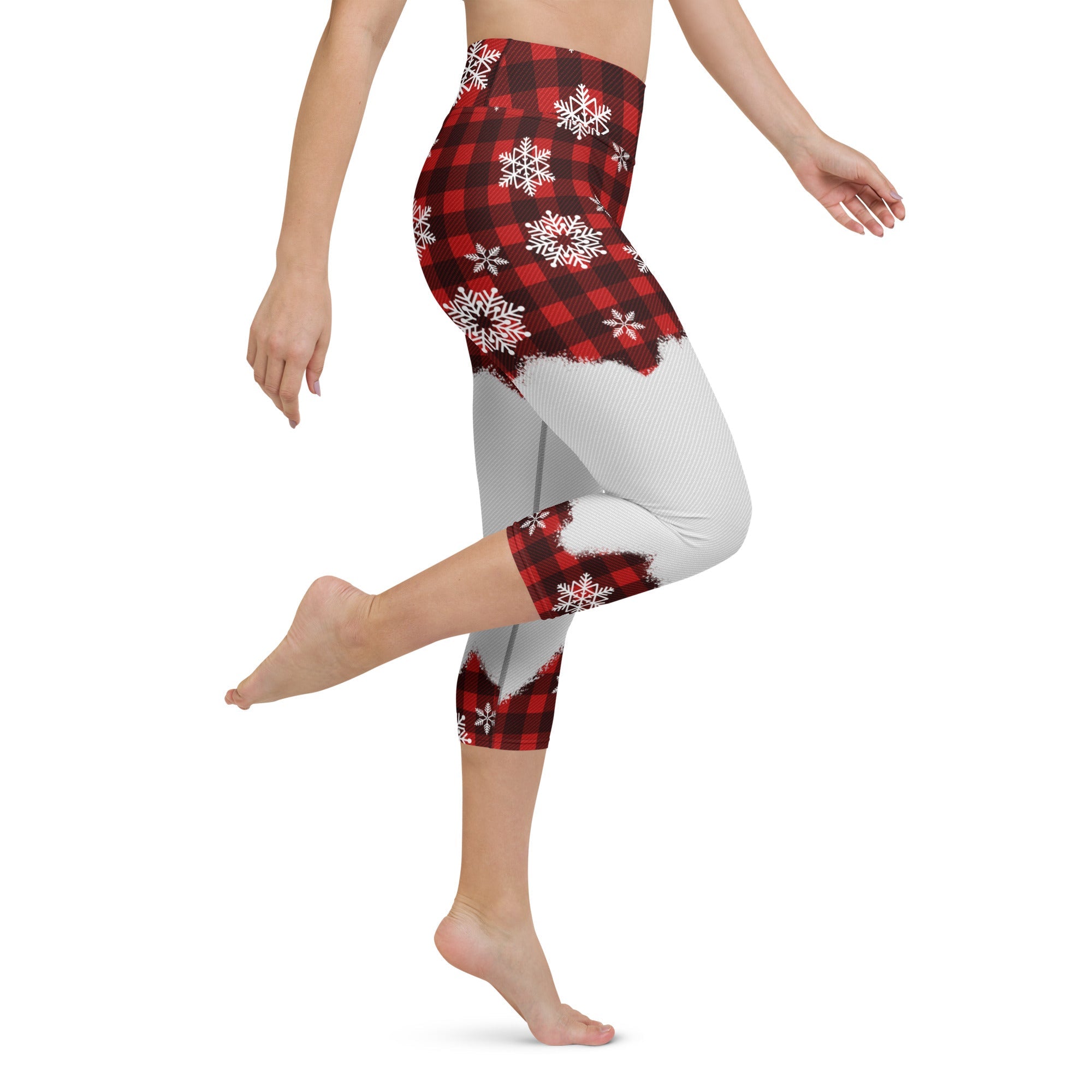 Snowy Plaid Perfection Yoga Capris