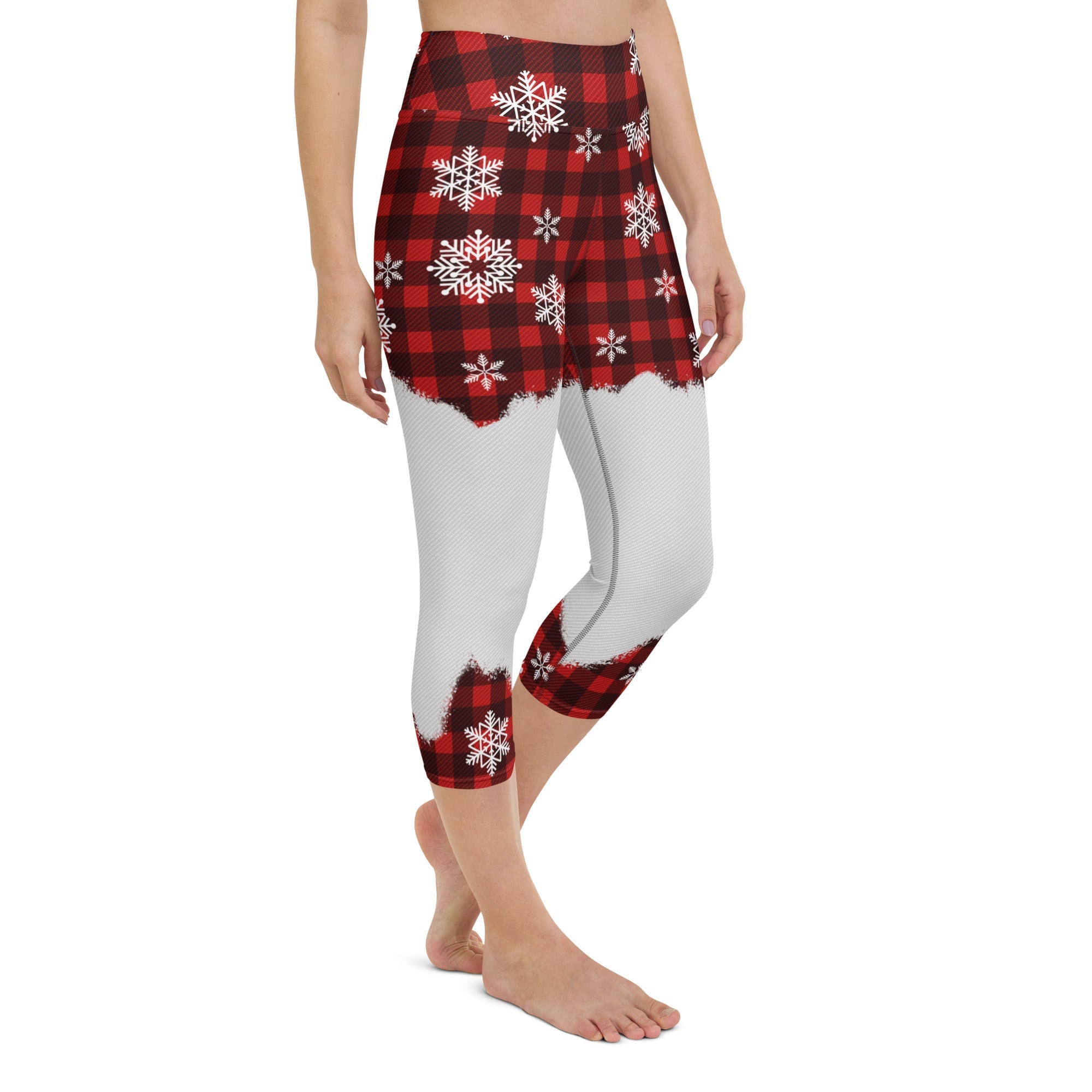 Snowy Plaid Perfection Yoga Capris