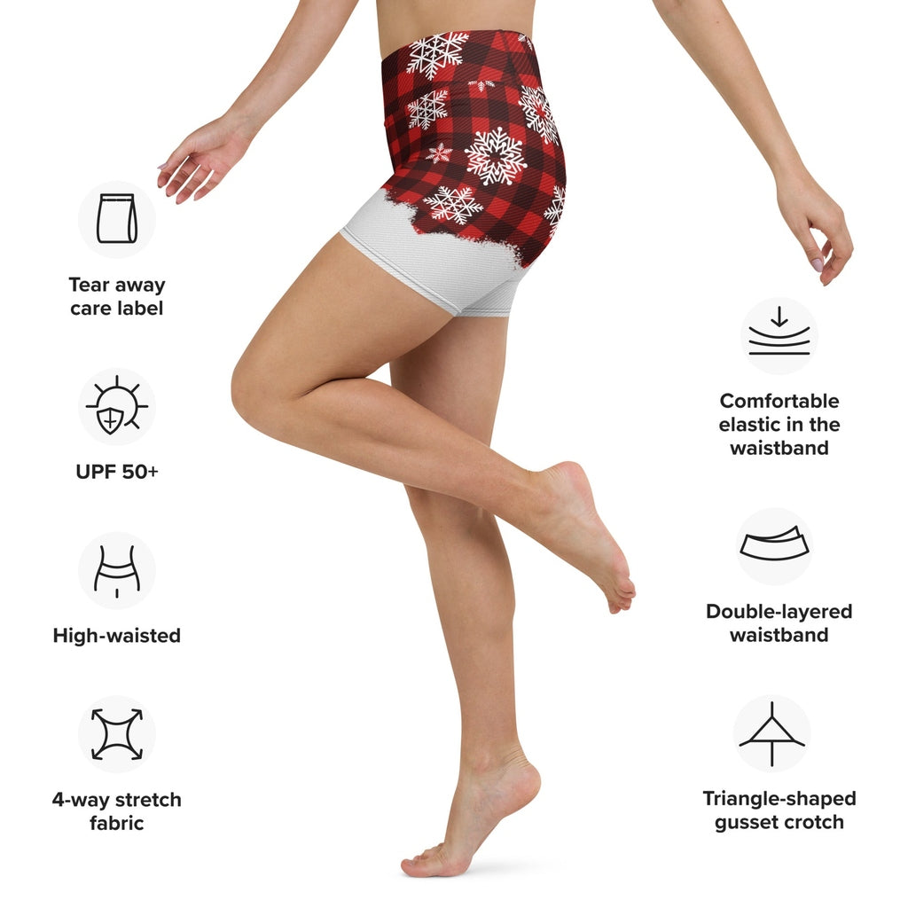 Snowy Plaid Perfection Yoga Shorts