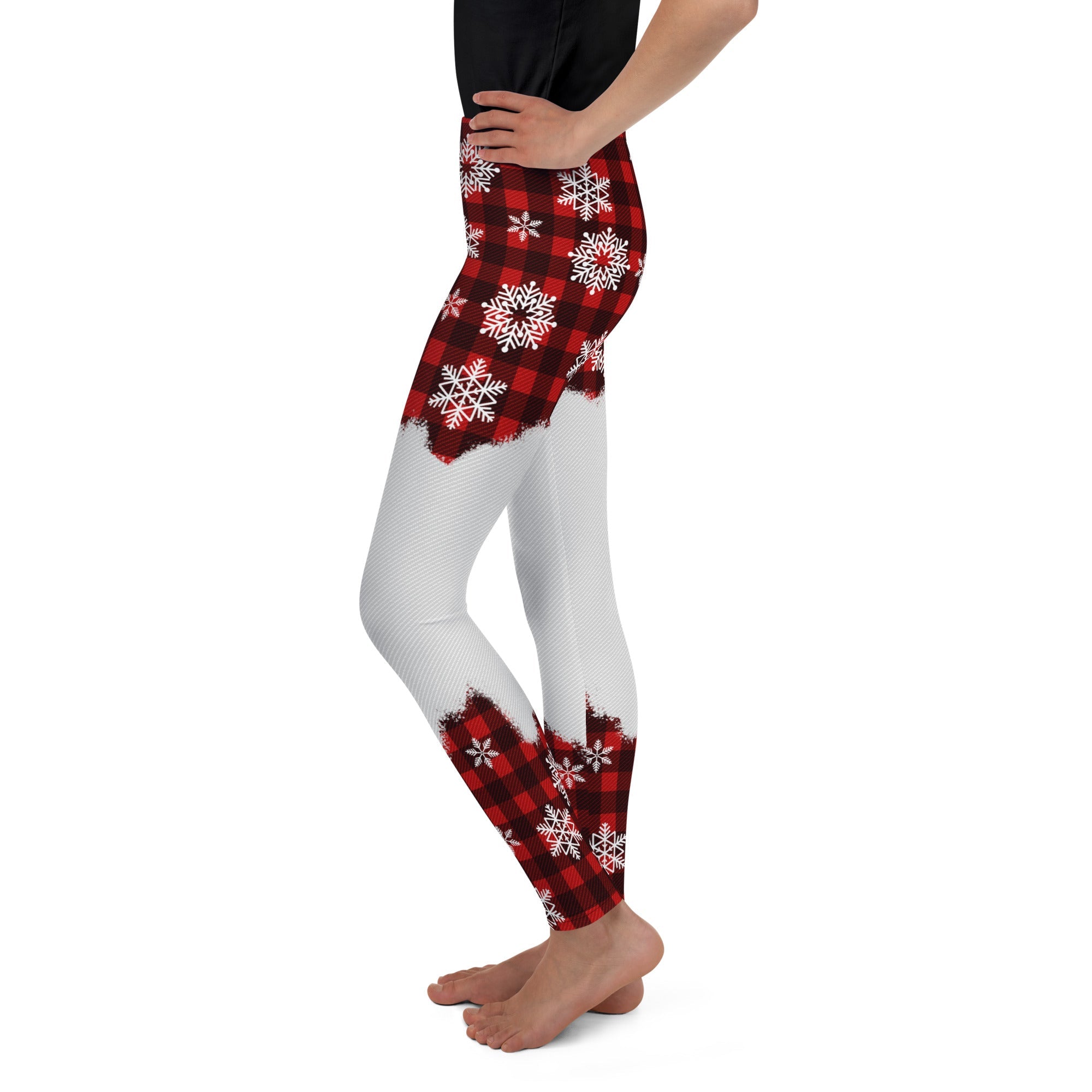 Snowy Plaid Perfection Youth Leggings