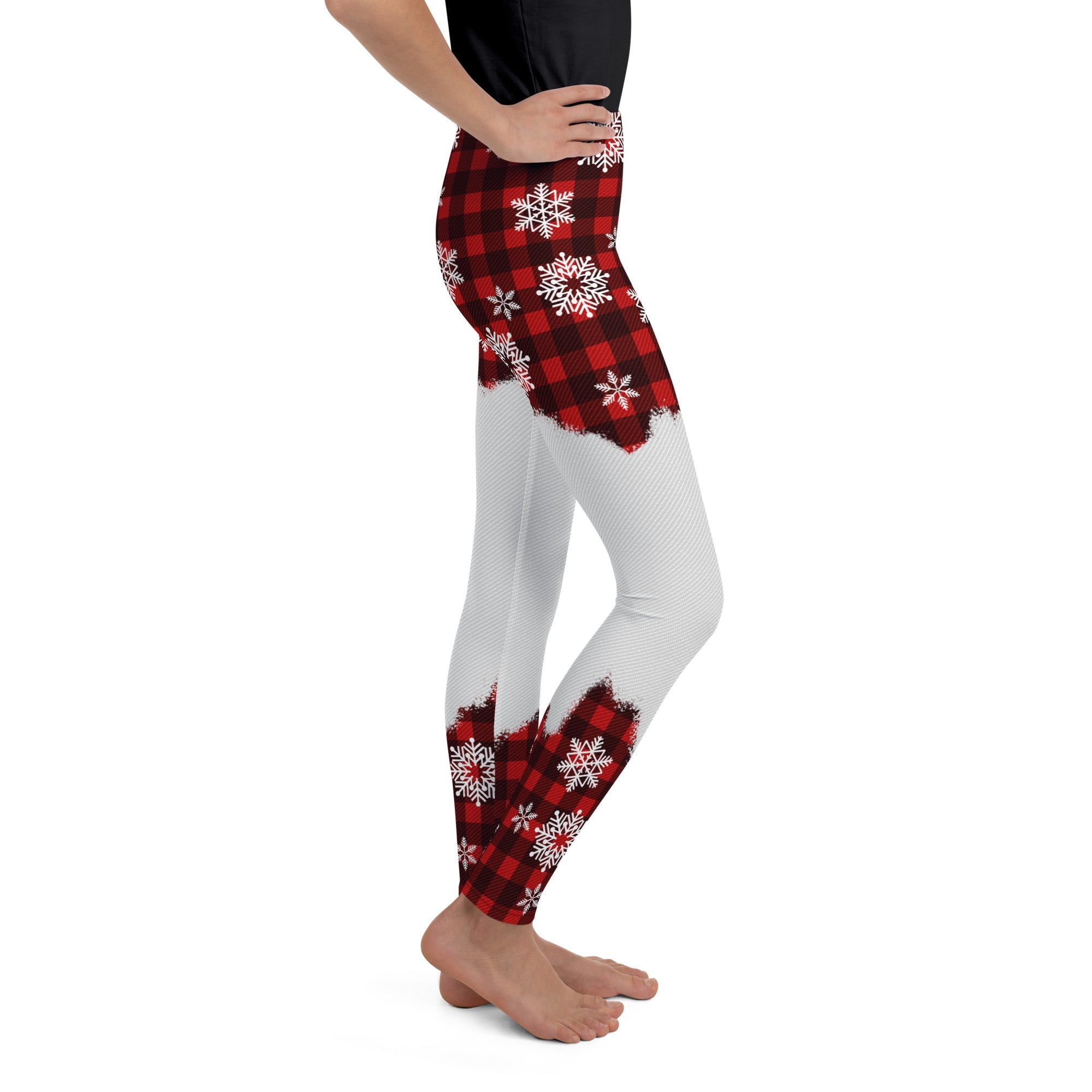 Snowy Plaid Perfection Youth Leggings