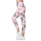 Soft Pink Tropical Leggings with Pockets
