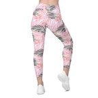 Soft Pink Tropical Leggings with Pockets