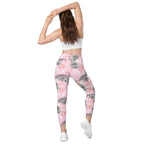 Soft Pink Tropical Leggings with Pockets