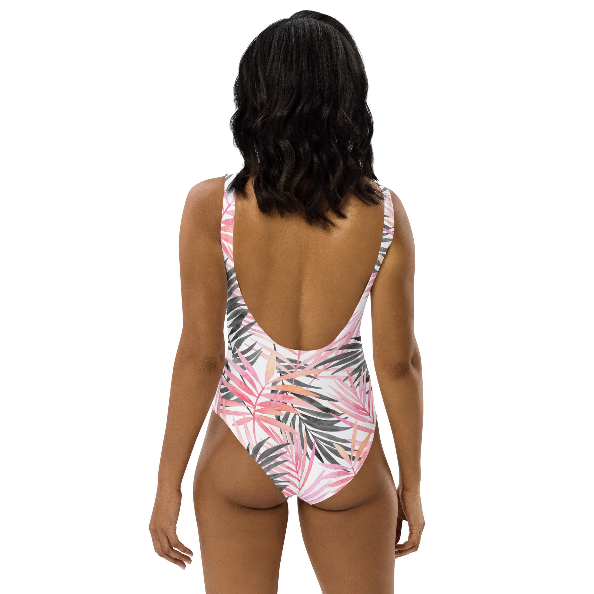 Soft Pink Tropical One-Piece Swimsuit