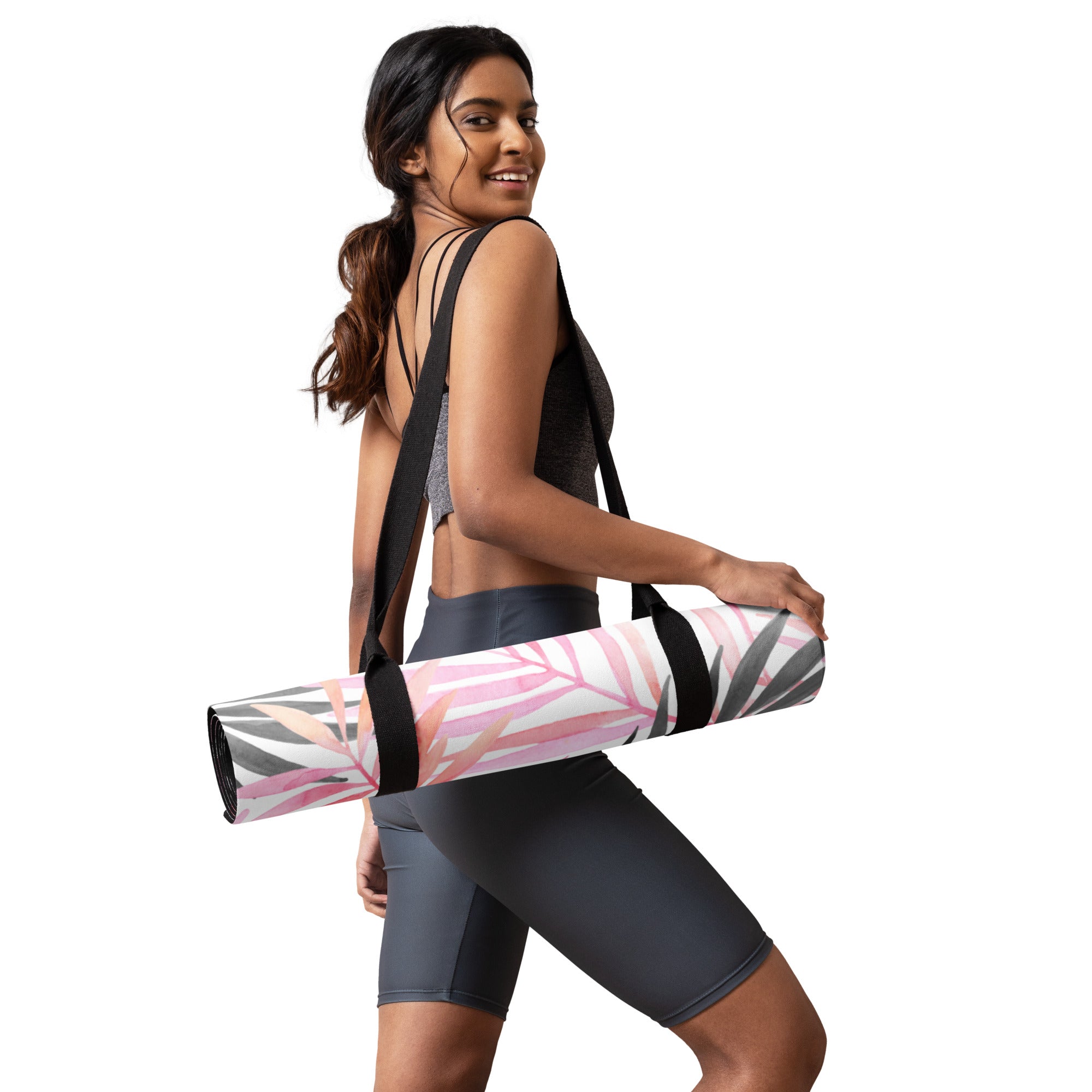 Soft Pink Tropical Yoga Mat
