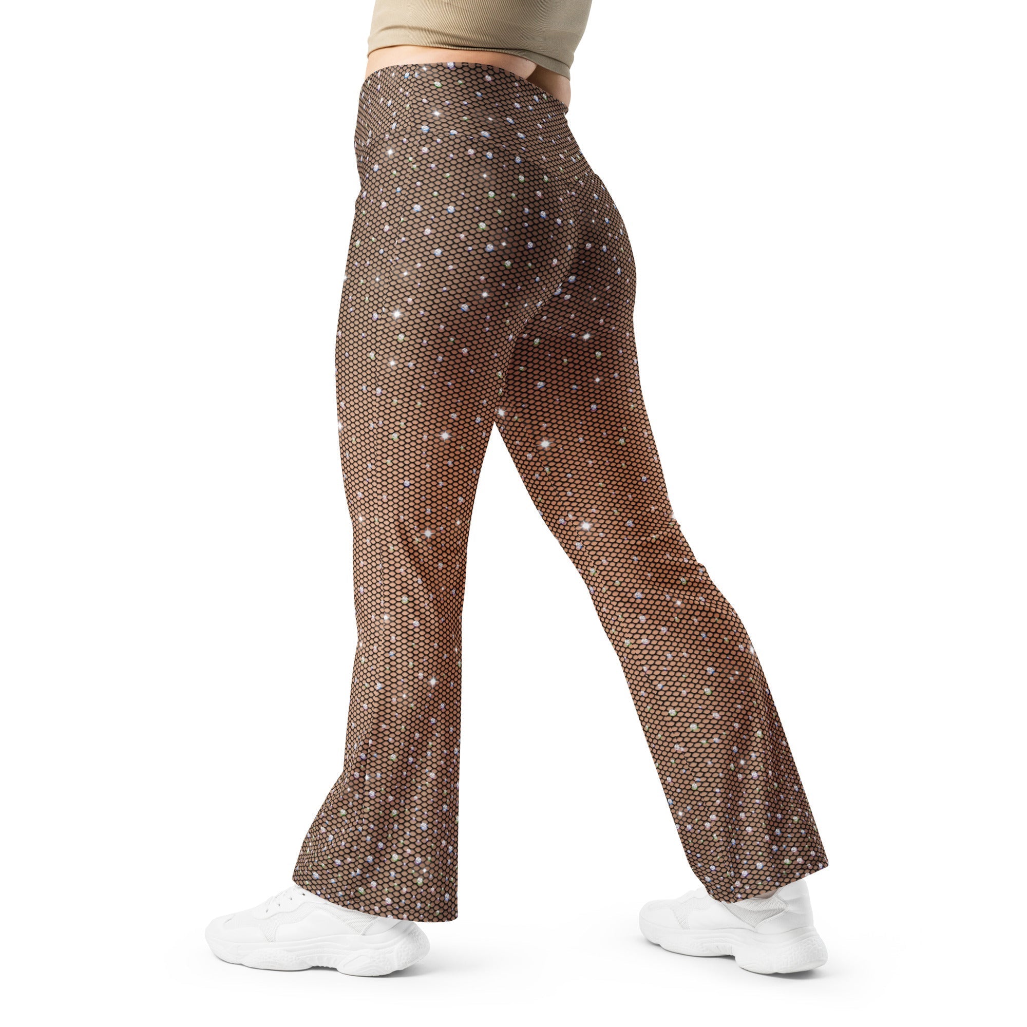 Sparkle Fishnet Flare Leggings