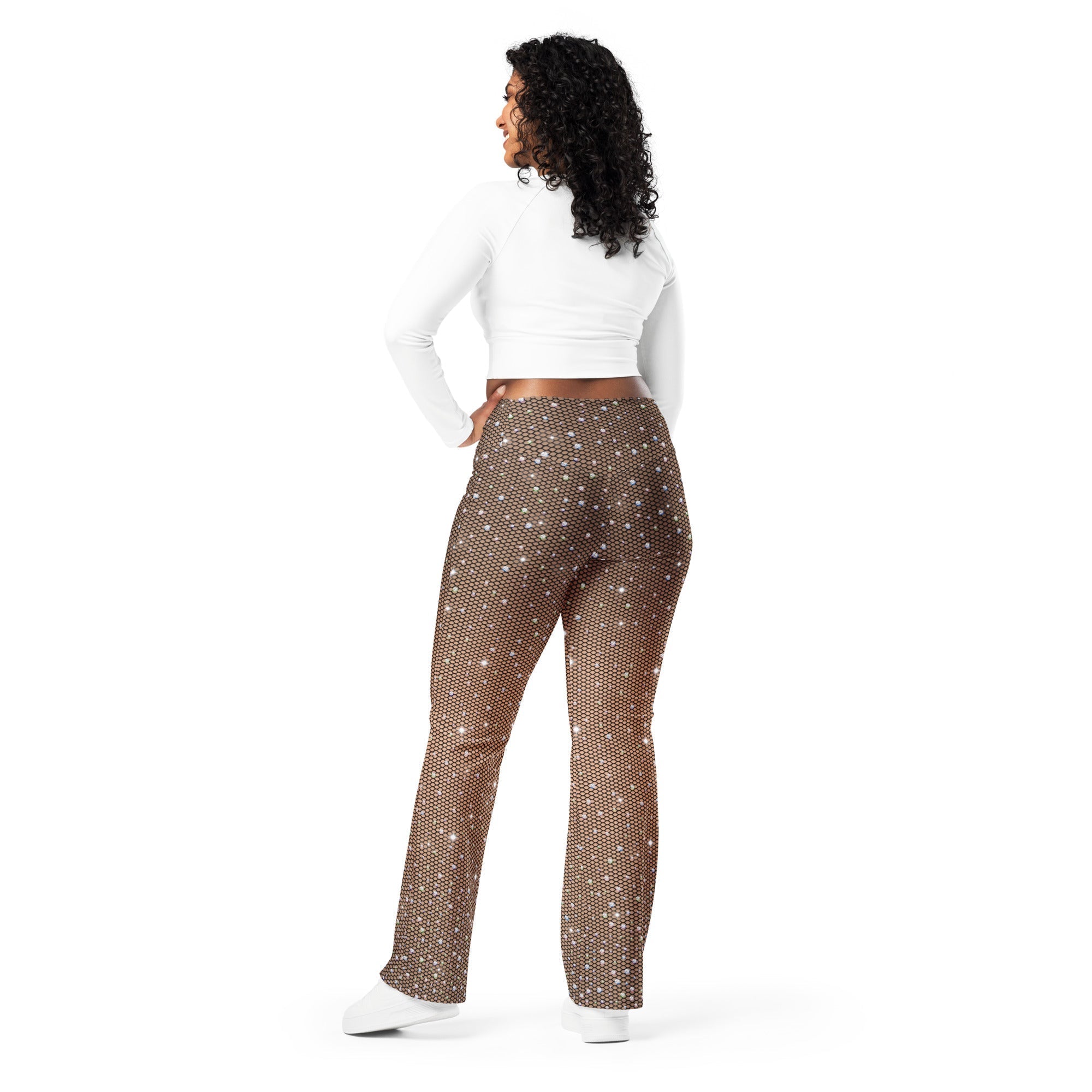 Sparkle Fishnet Flare Leggings