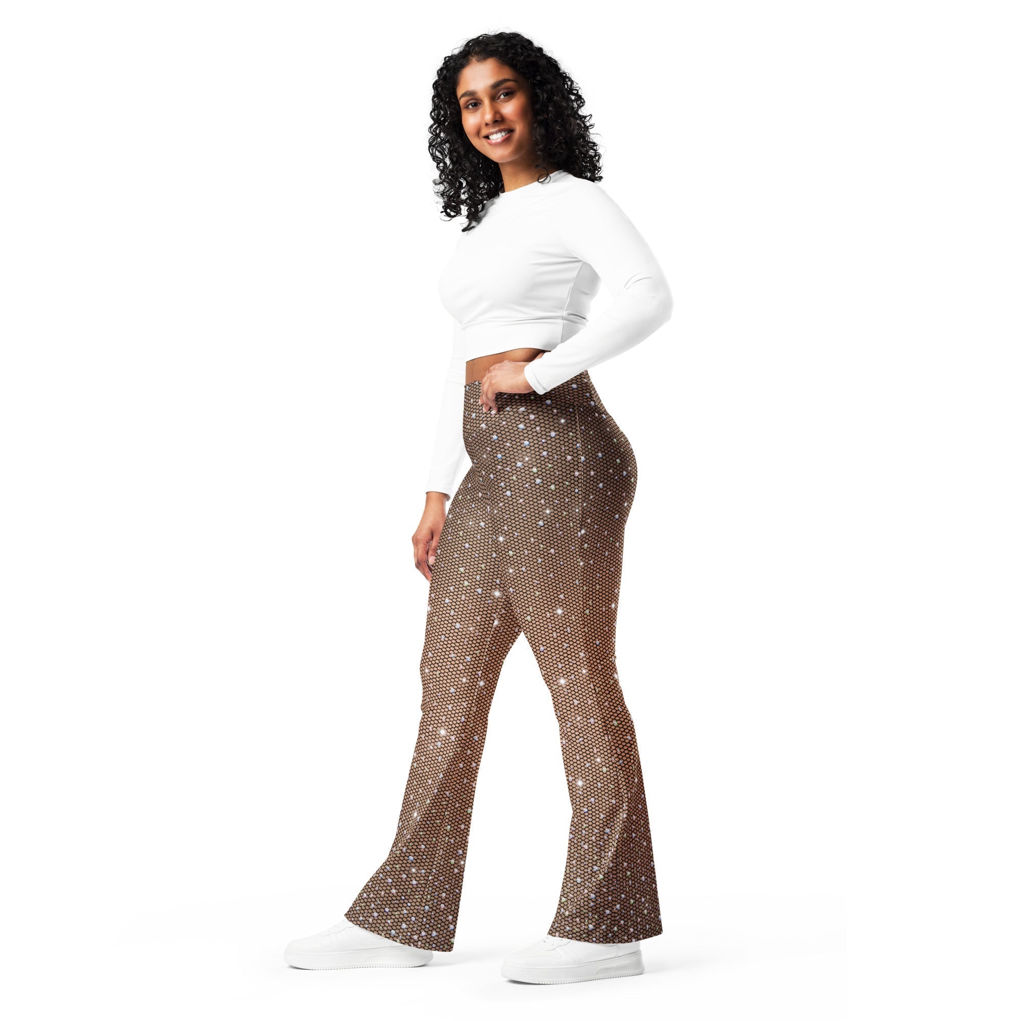 Sparkle Fishnet Flare Leggings