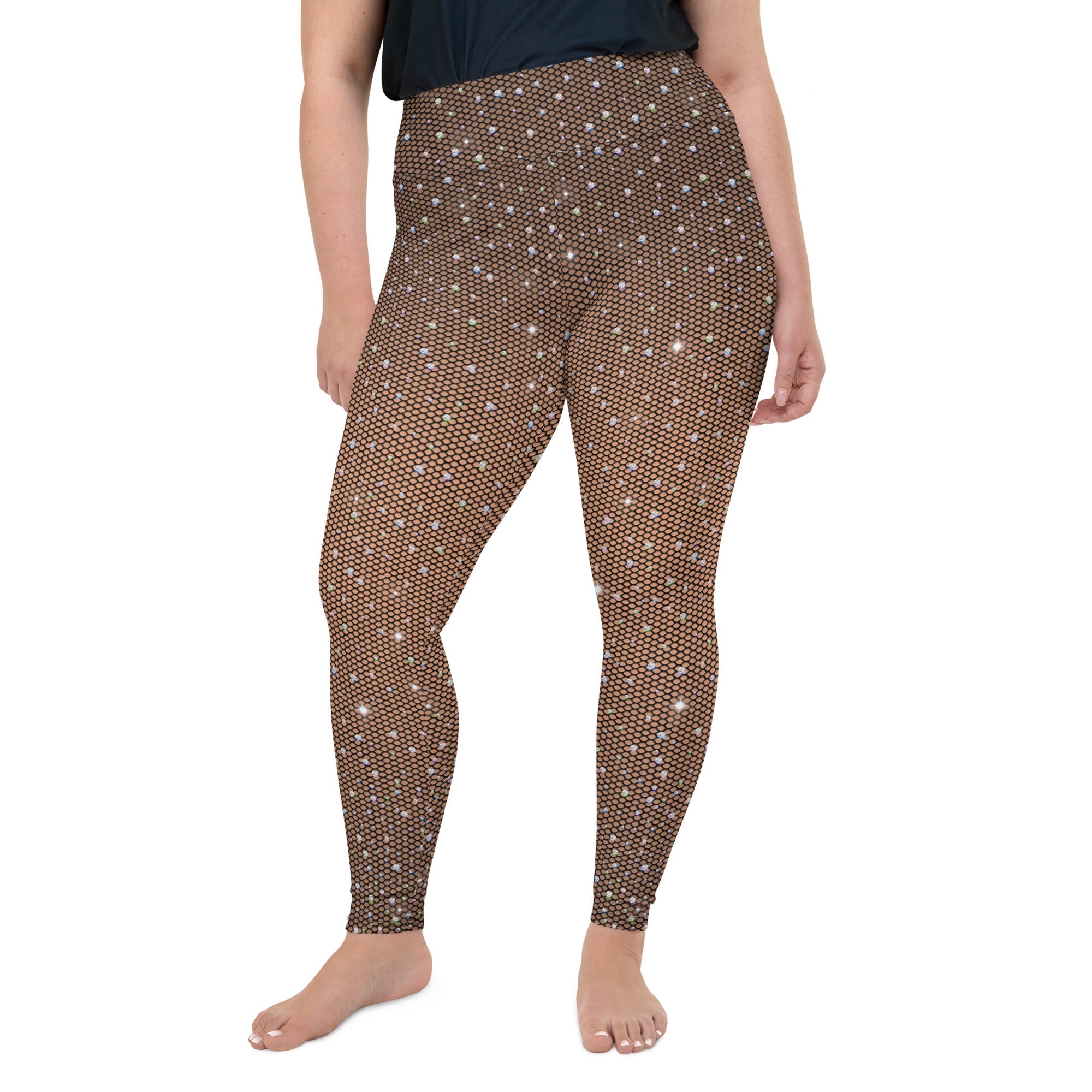 Sparkle Fishnet Plus Size Leggings