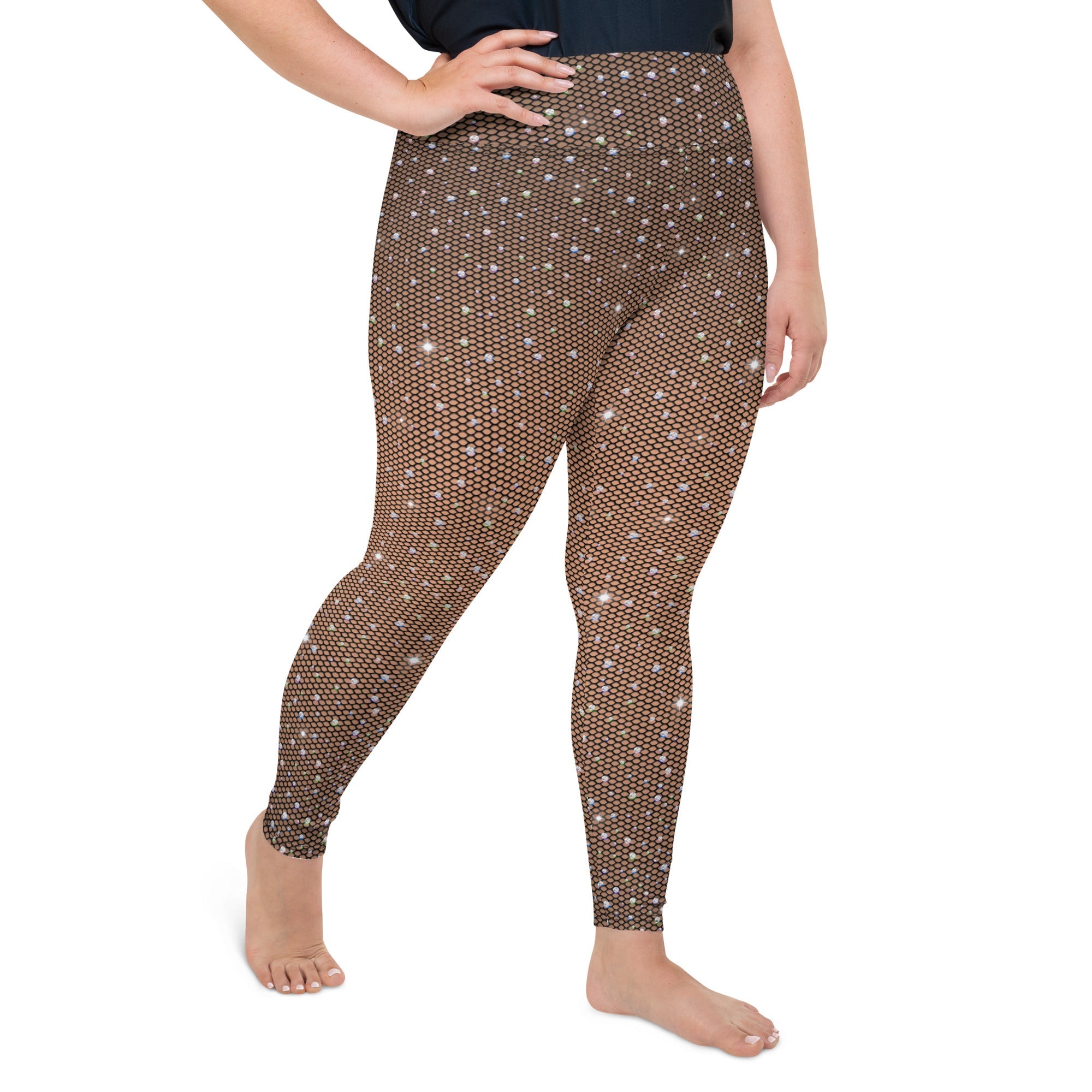 Sparkle Fishnet Plus Size Leggings