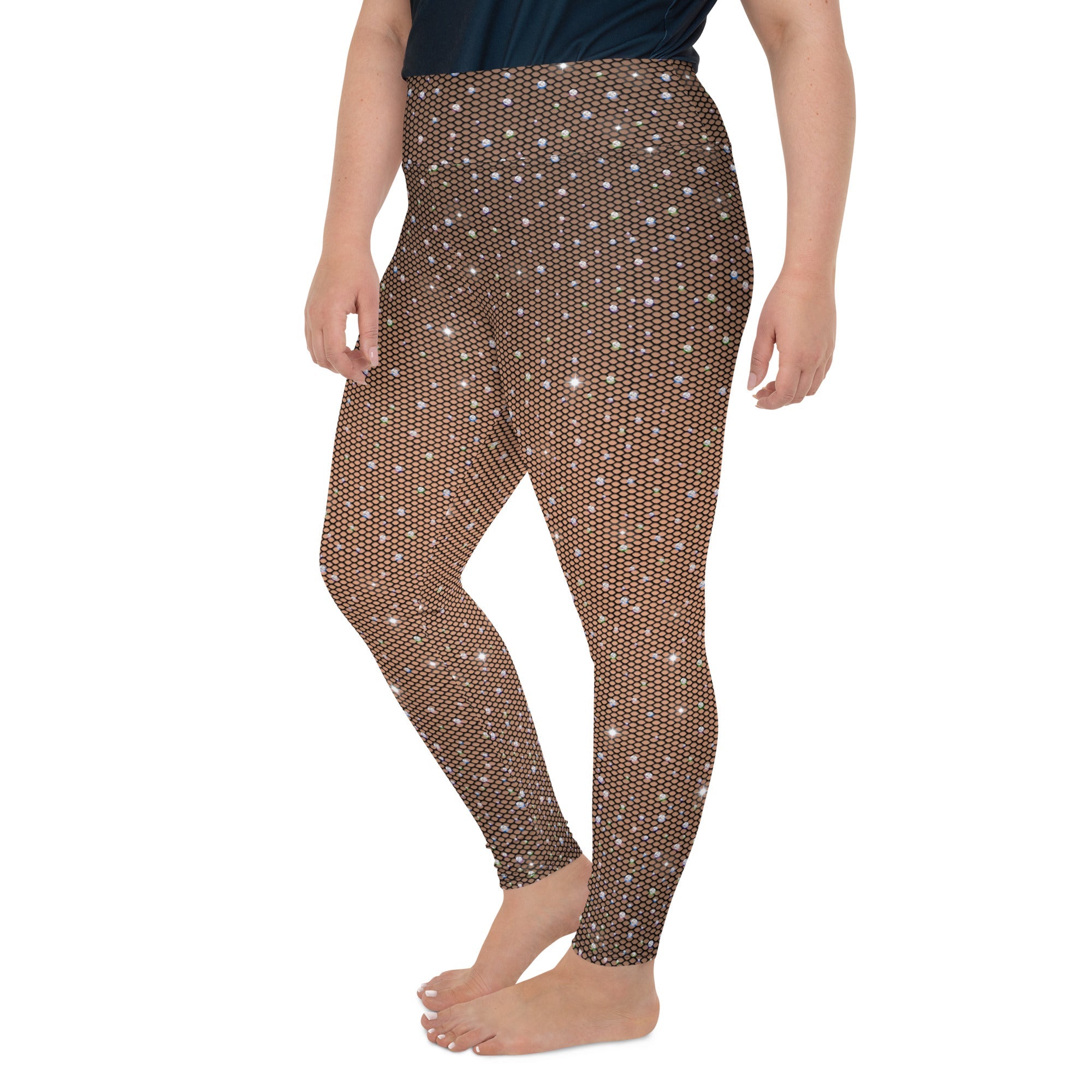 Sparkle Fishnet Plus Size Leggings