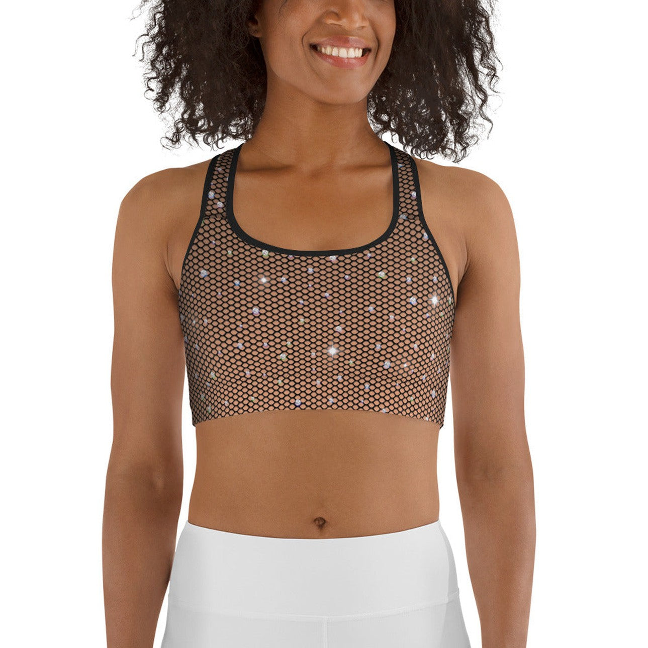 Sparkle Fishnet Sports Bra