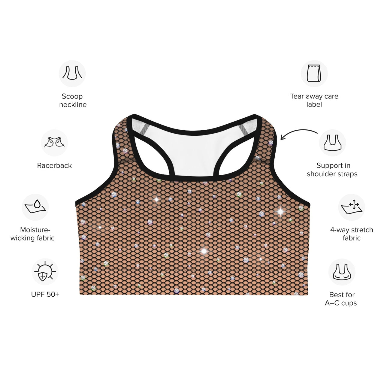 Sparkle Fishnet Sports Bra