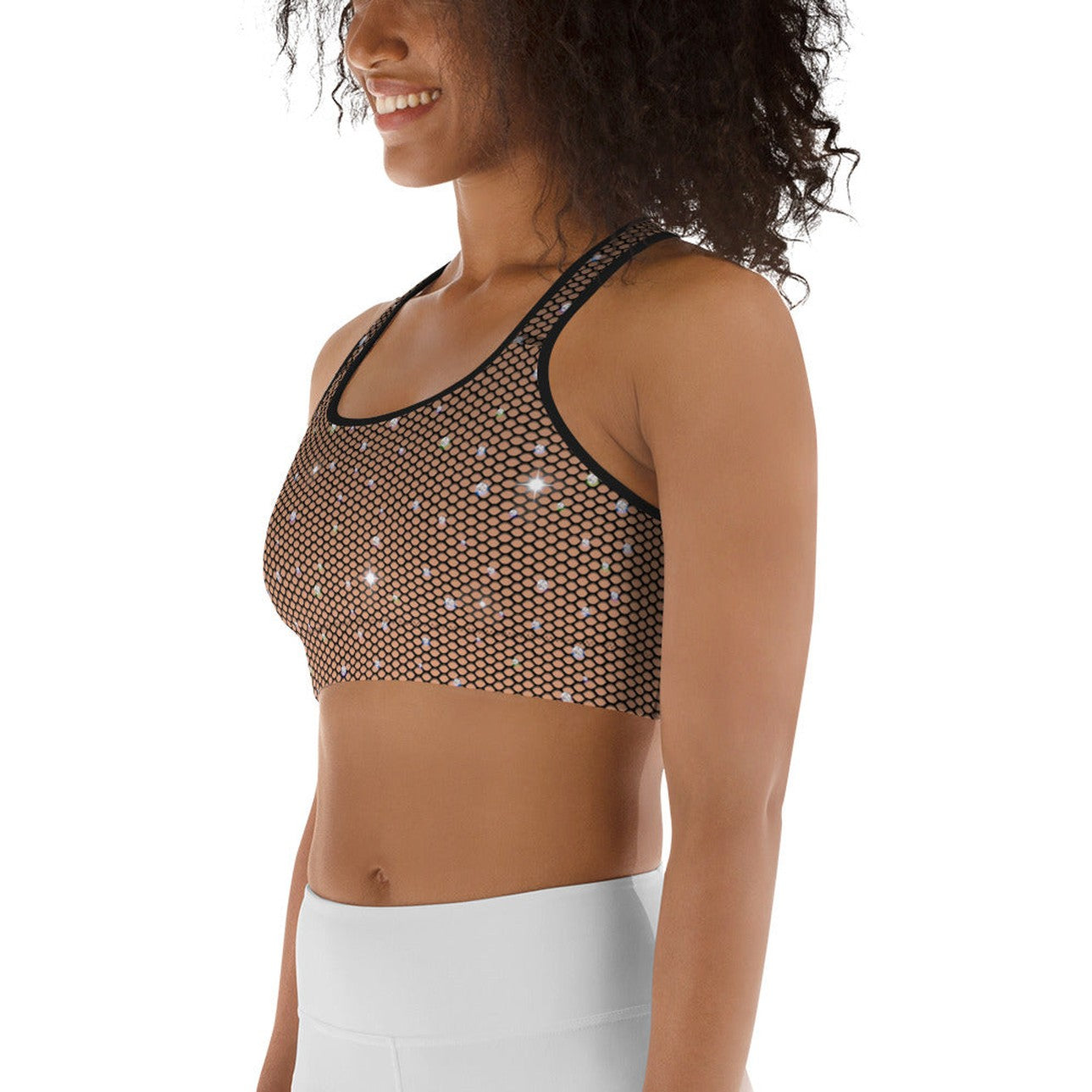 Sparkle Fishnet Sports Bra