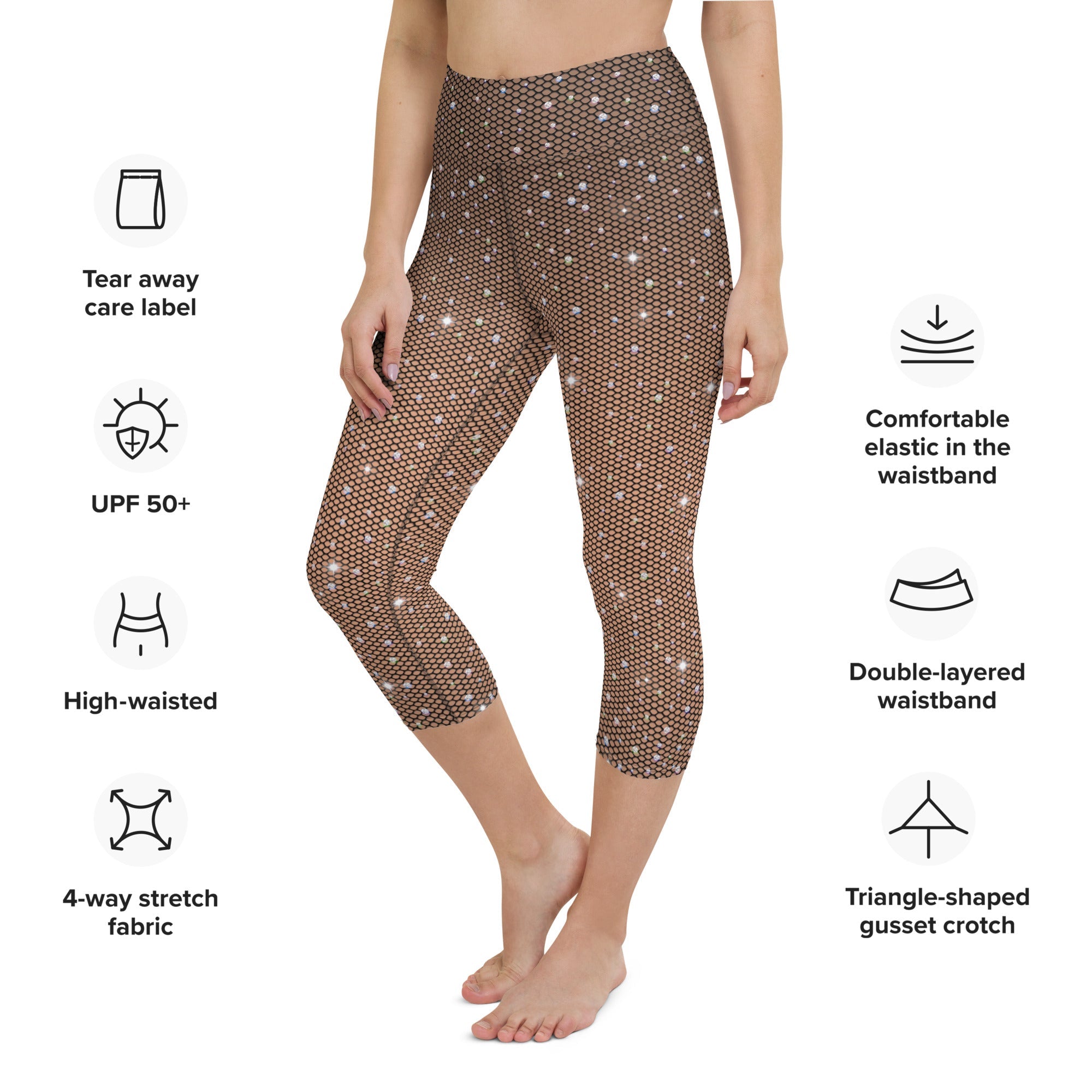 Sparkle Fishnet Yoga Capris