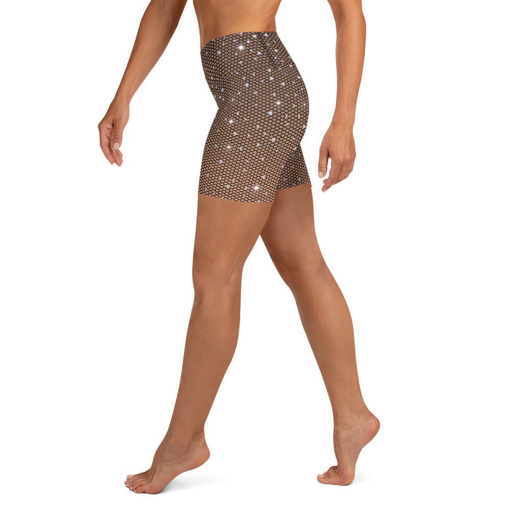 Sparkle Fishnet Yoga Shorts