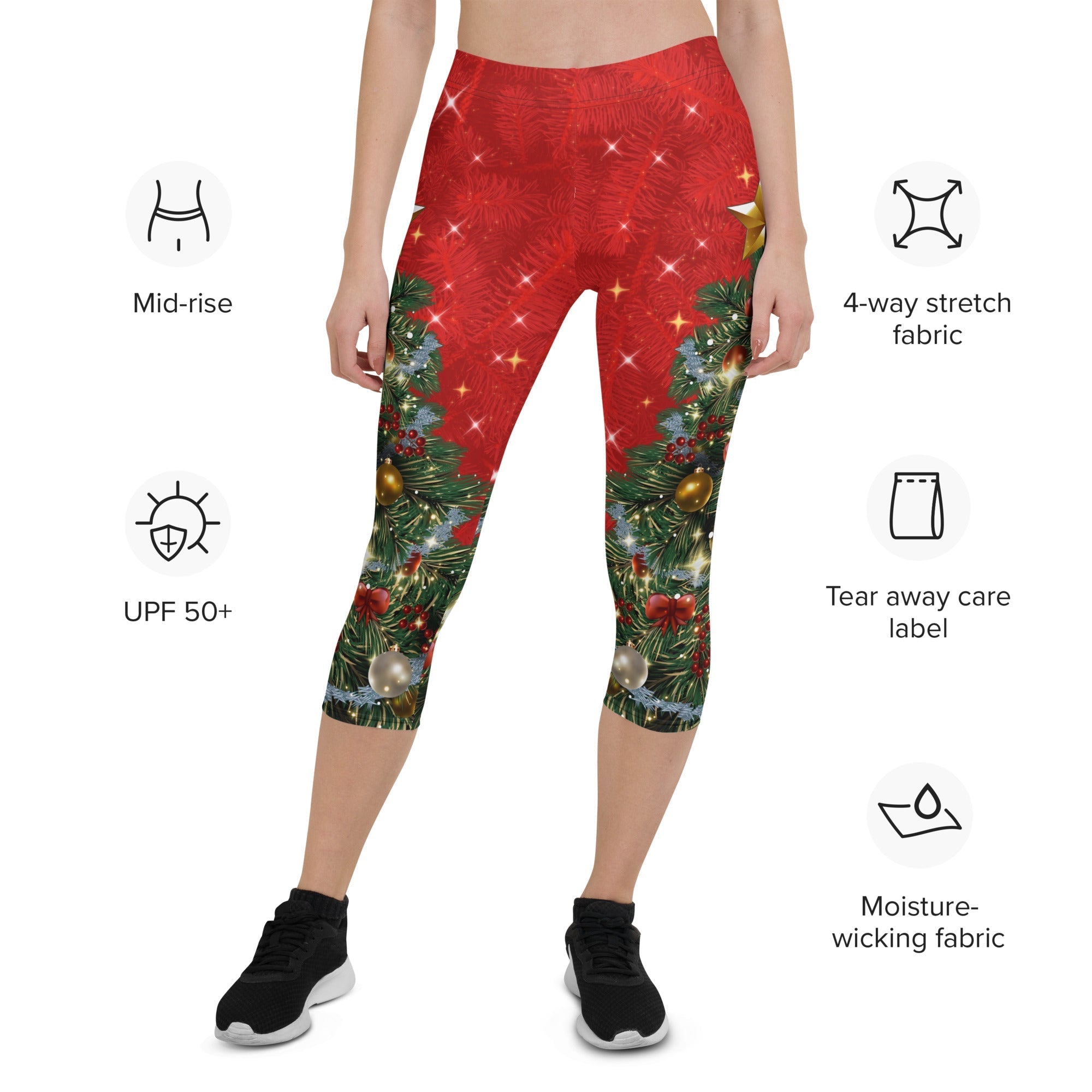 Sparkly Print Christmas Tree Capris