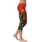 Sparkly Print Christmas Tree Capris