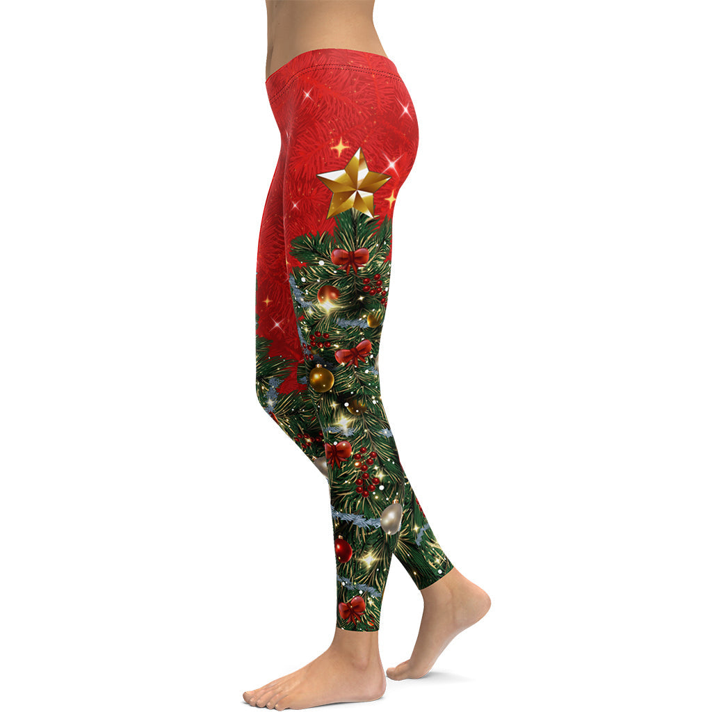 Hohoho Xmas Lucy Black Winter Printed Leggings Yoga Pants