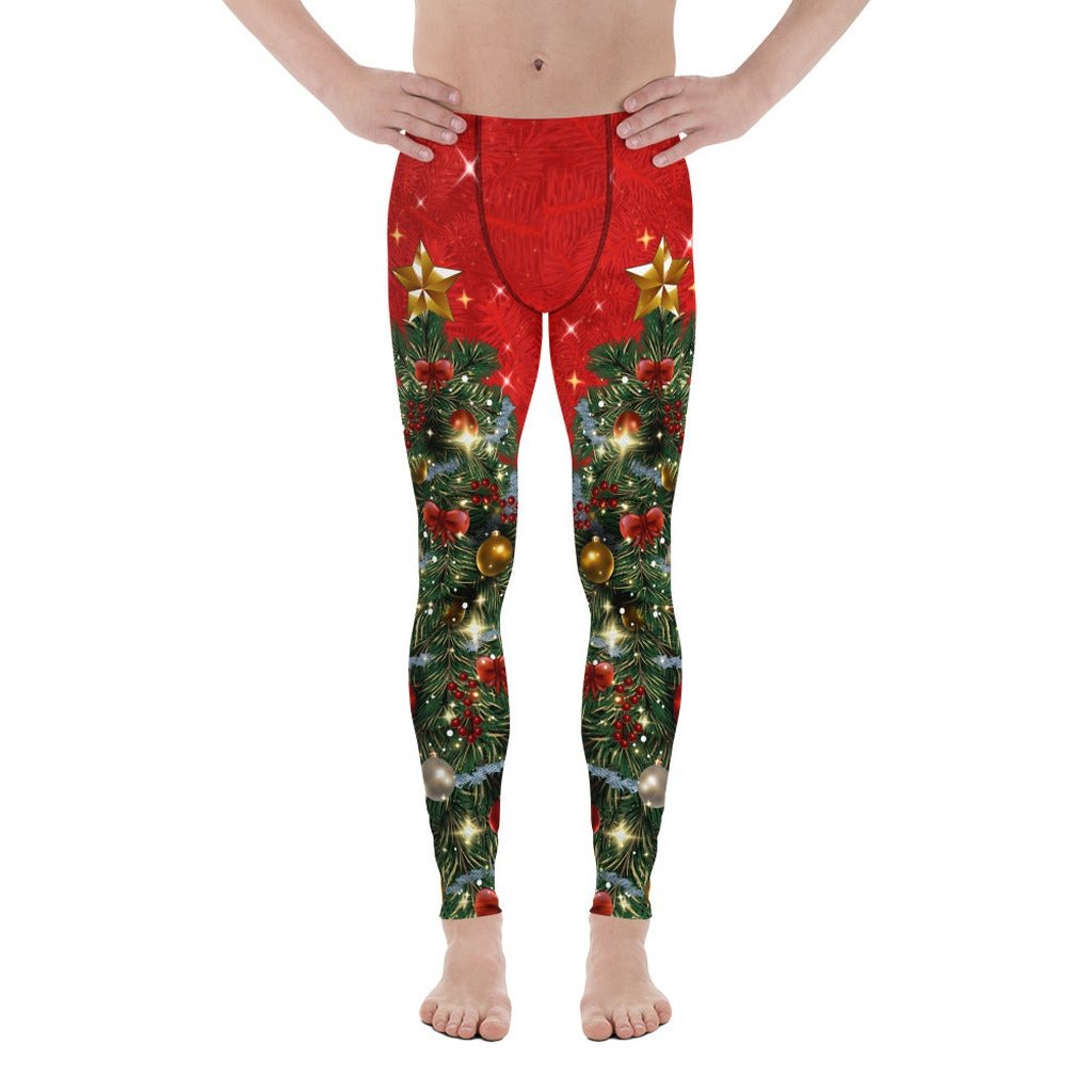 Sparkly Print Christmas Tree Men's Leggings
