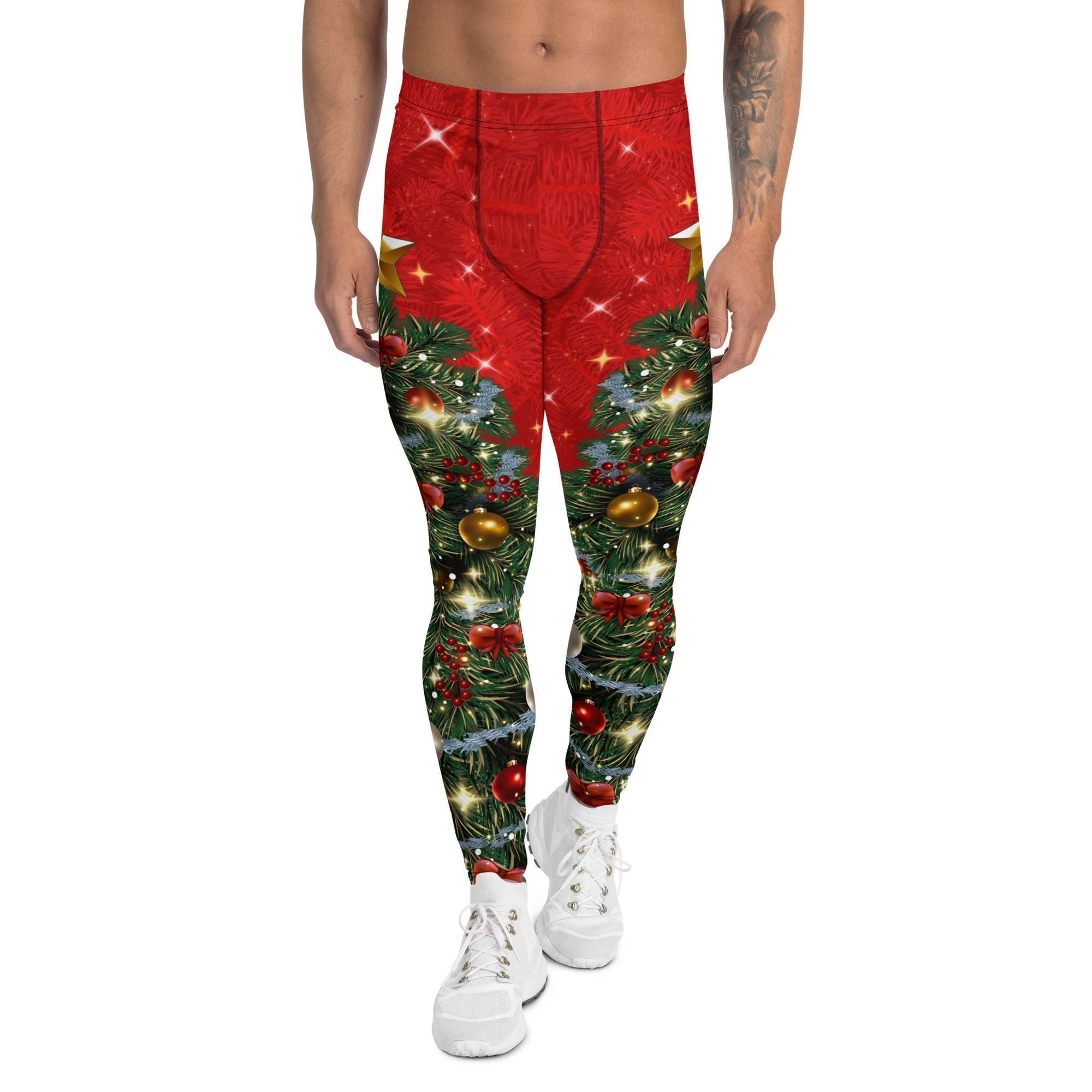 Sparkly Print Christmas Tree Men's Leggings