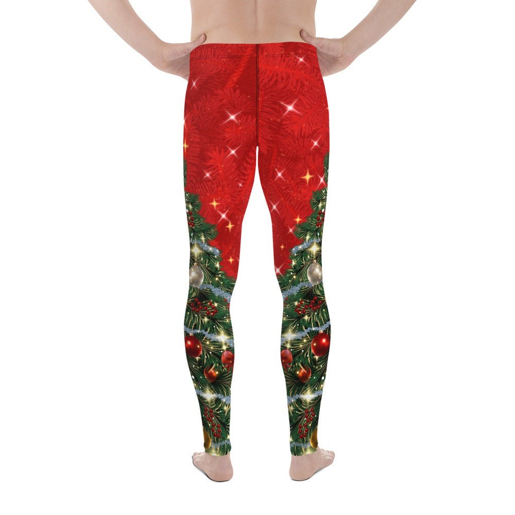 Sparkly Print Christmas Tree Men's Leggings