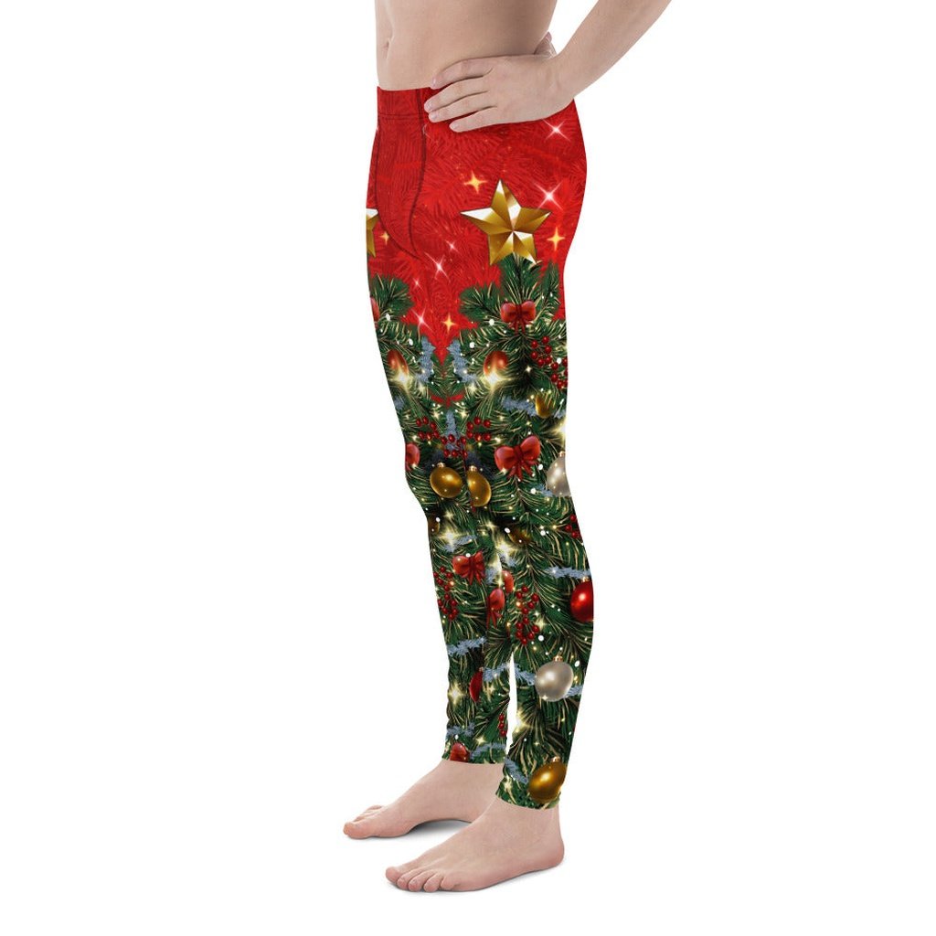 Sparkly Print Christmas Tree Men's Leggings