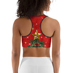 Sparkly Print Christmas Tree Sports Bra