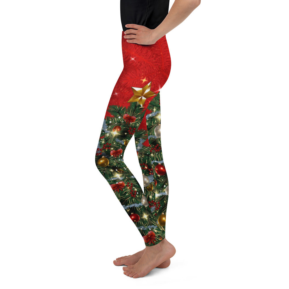 Sparkly Print Christmas Tree Youth Leggings