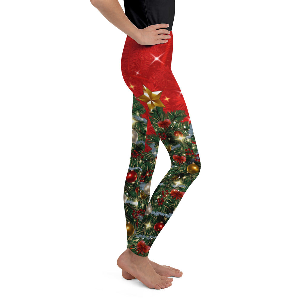 Sparkly Print Christmas Tree Youth Leggings