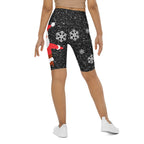 Sparkly Santa Print Biker Shorts