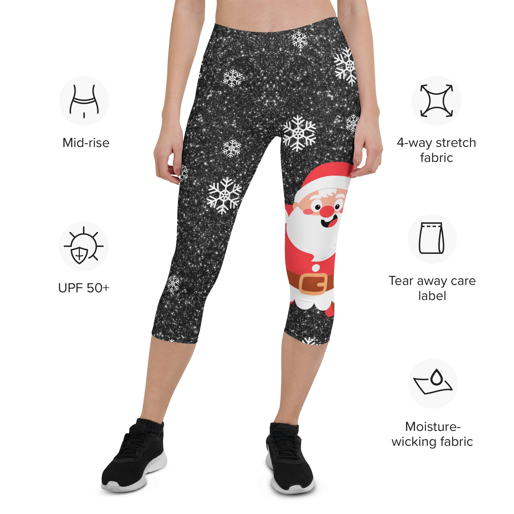 Sparkly Santa Print Capris