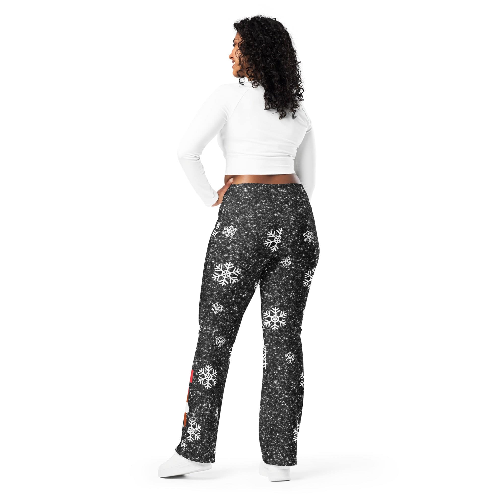 Sparkly Santa Print Flare Leggings