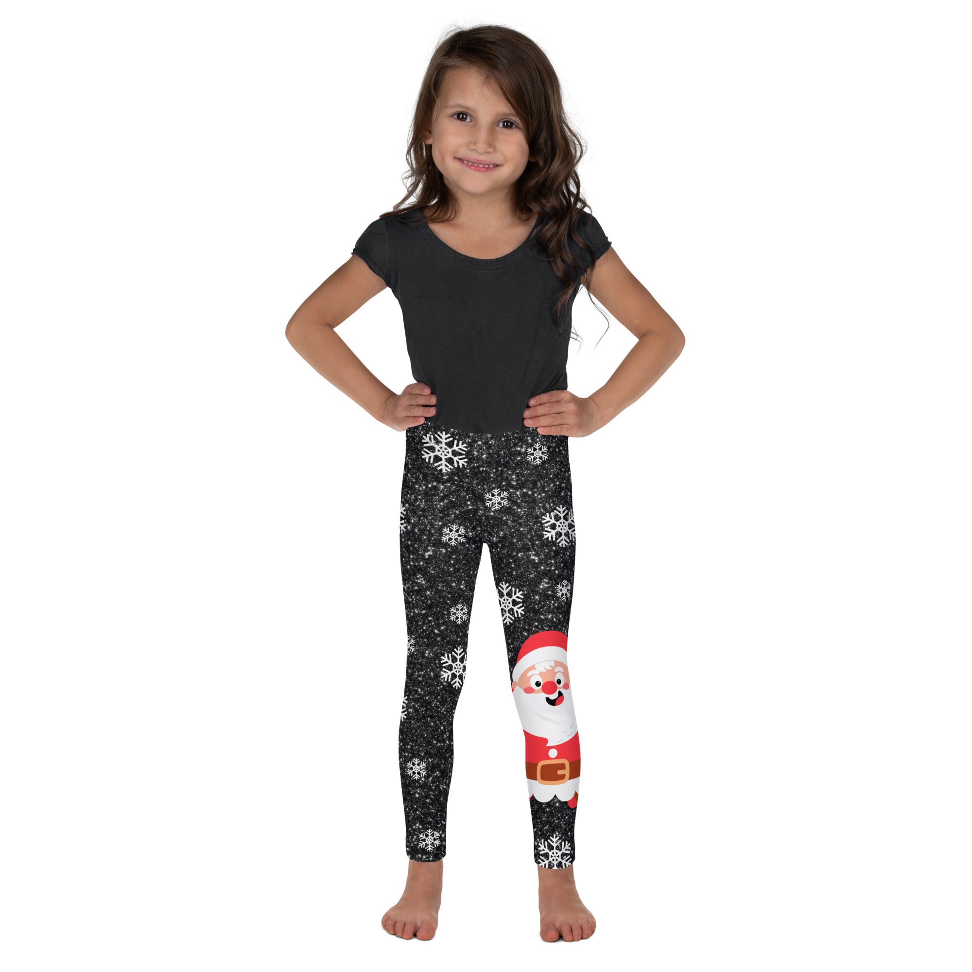 Sparkly Santa Print Kid's Leggings