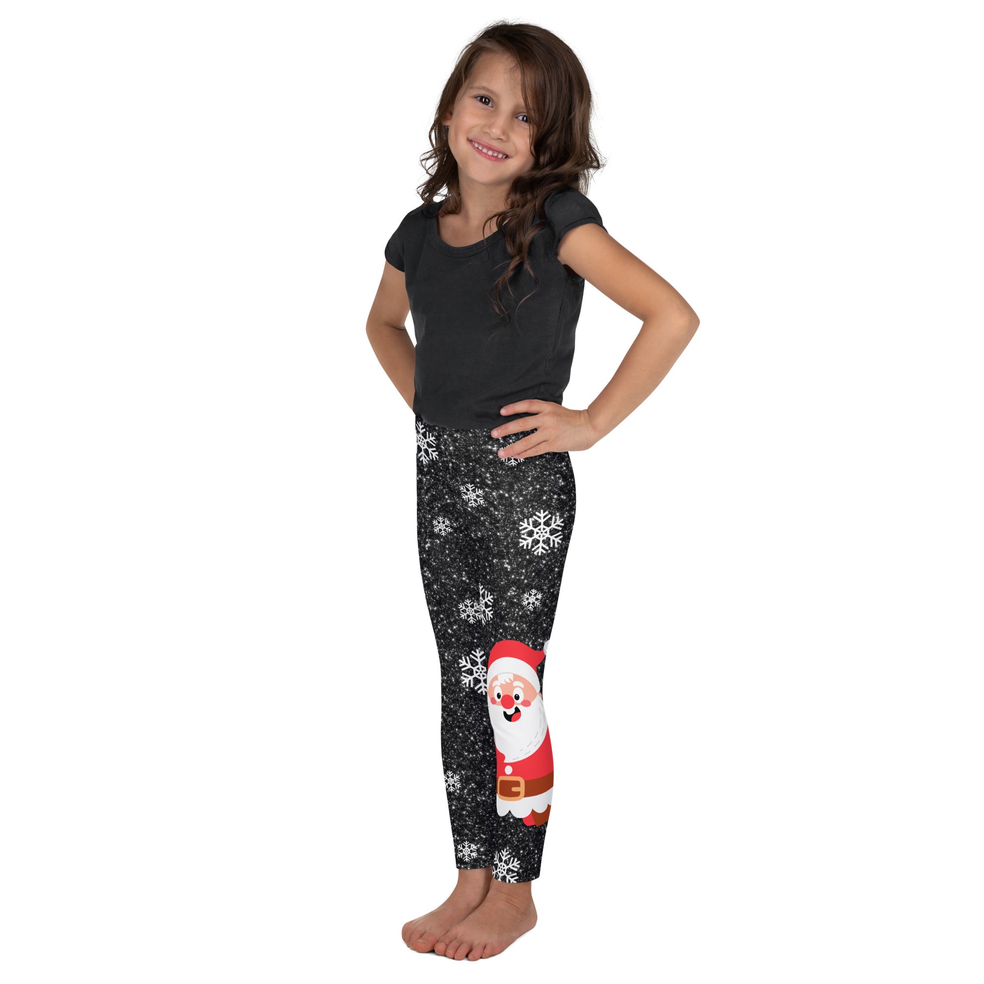 Sparkly Santa Print Kid's Leggings