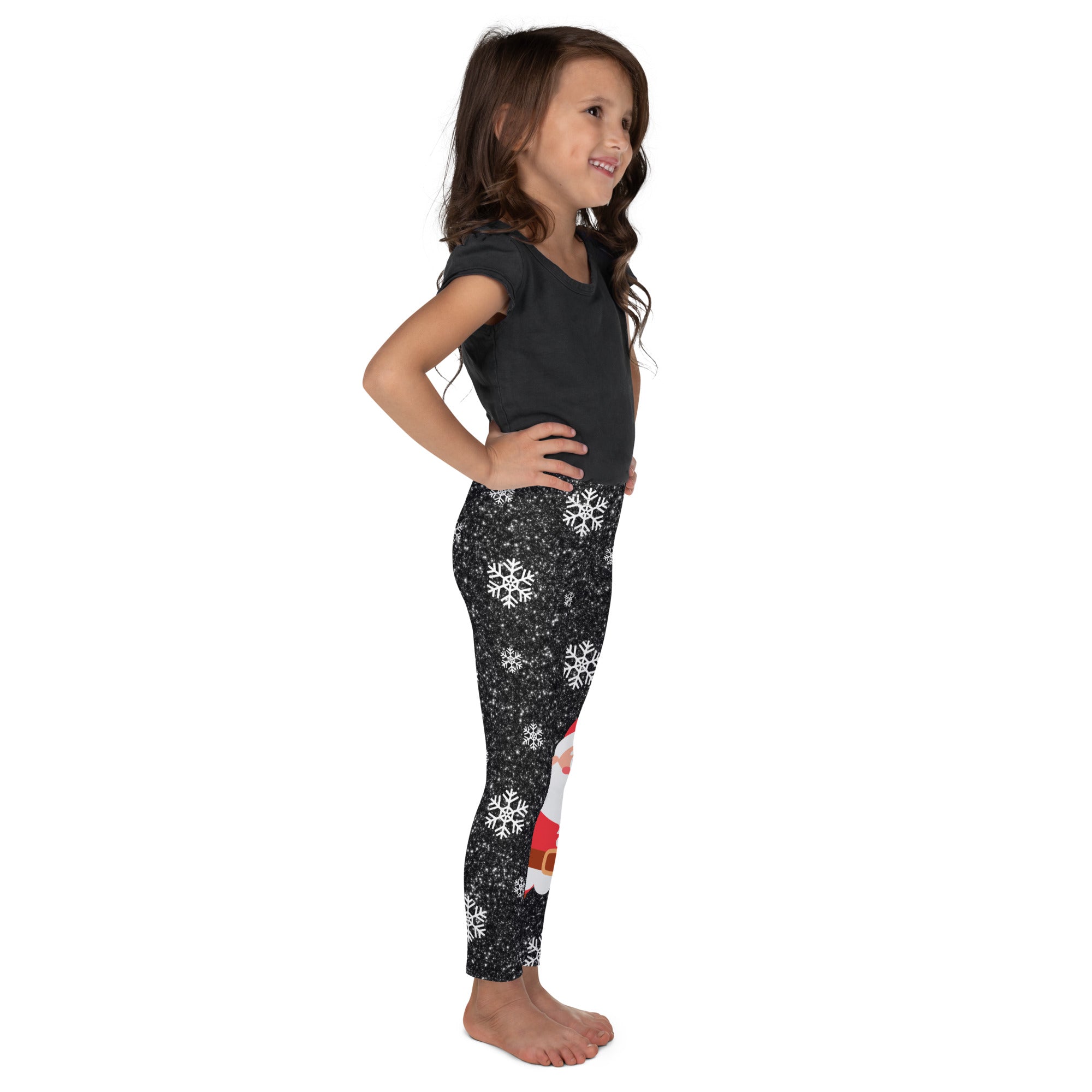 Sparkly Santa Print Kid's Leggings