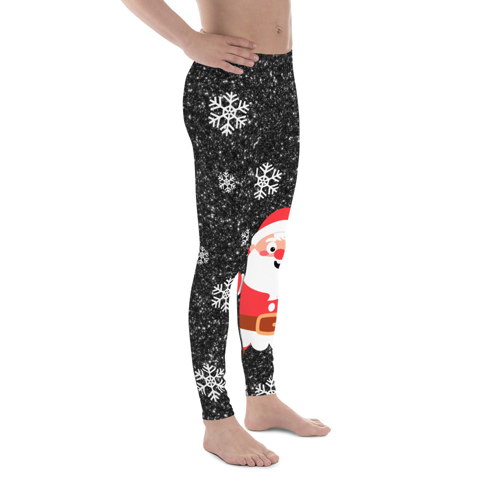 Sparkly Santa Print Men's Leggings