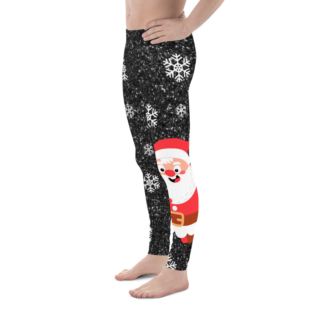 Sparkly Santa Print Men's Leggings