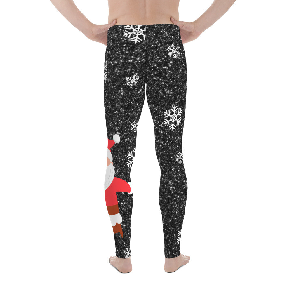 Sparkly Santa Print Men's Leggings