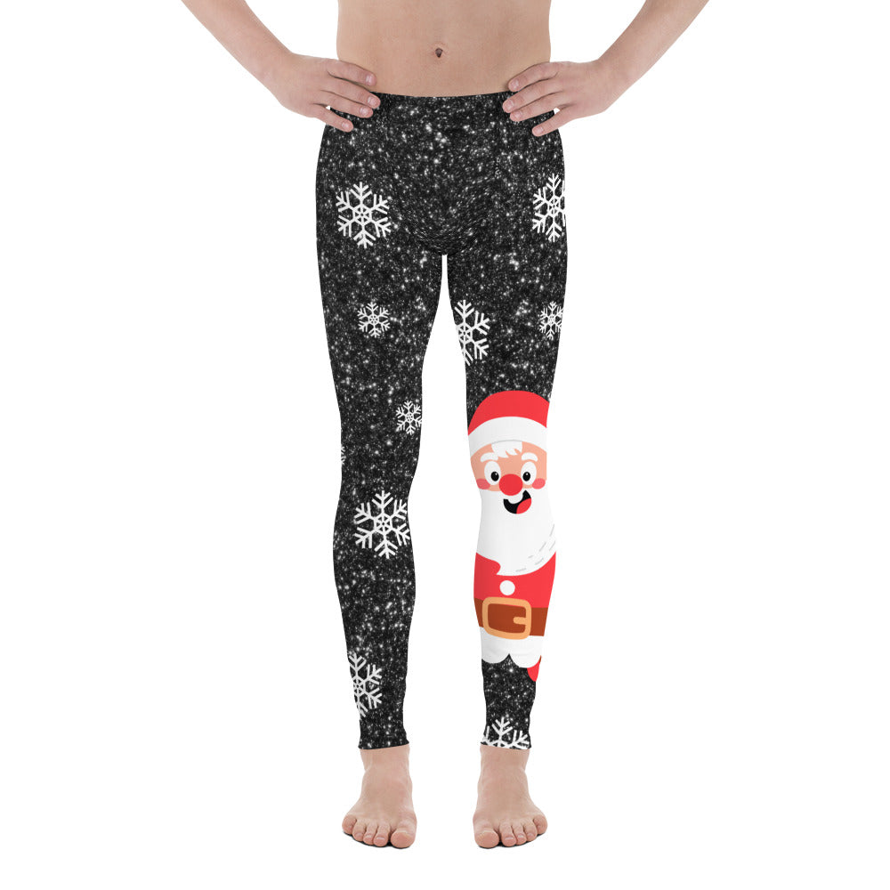 Sparkly Santa Print Men's Leggings