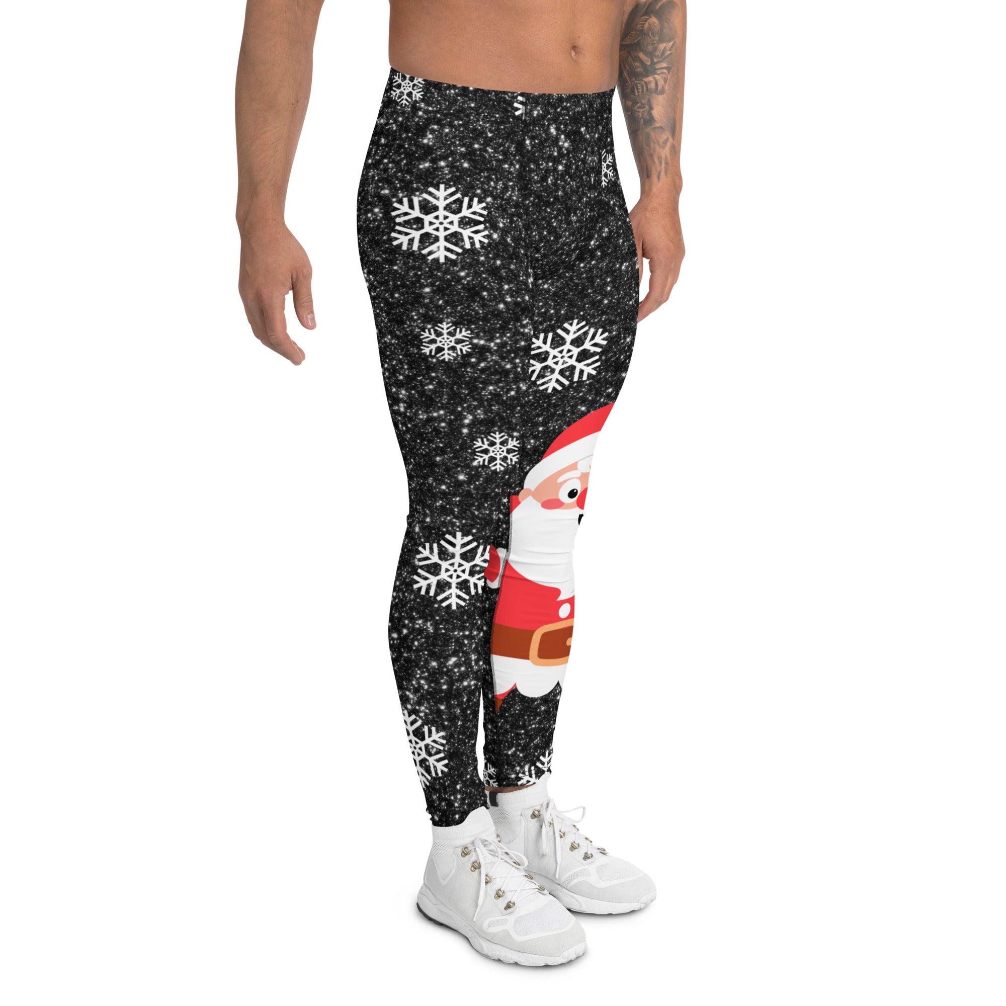 Sparkly Santa Print Men's Leggings