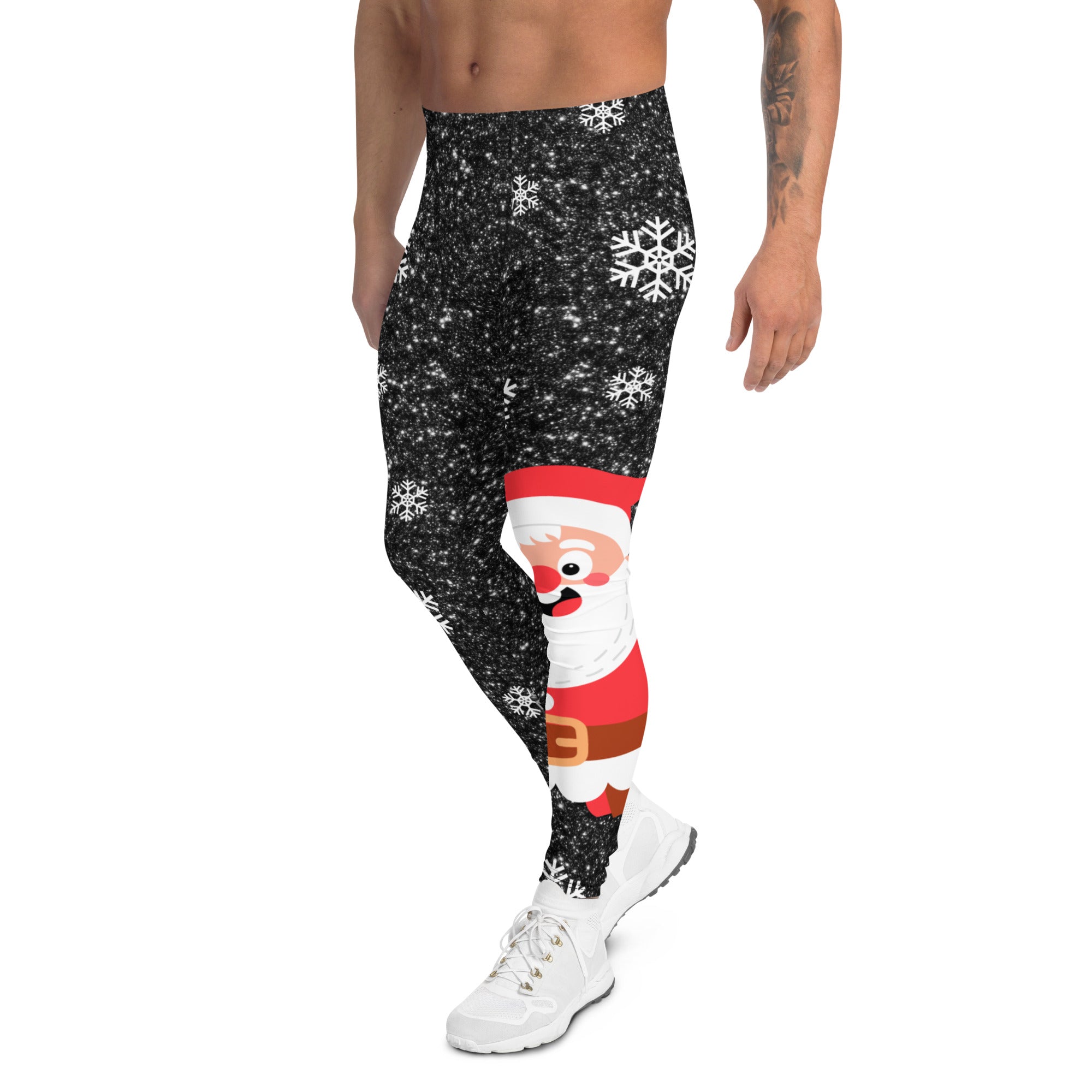 Sparkly Santa Print Men's Leggings