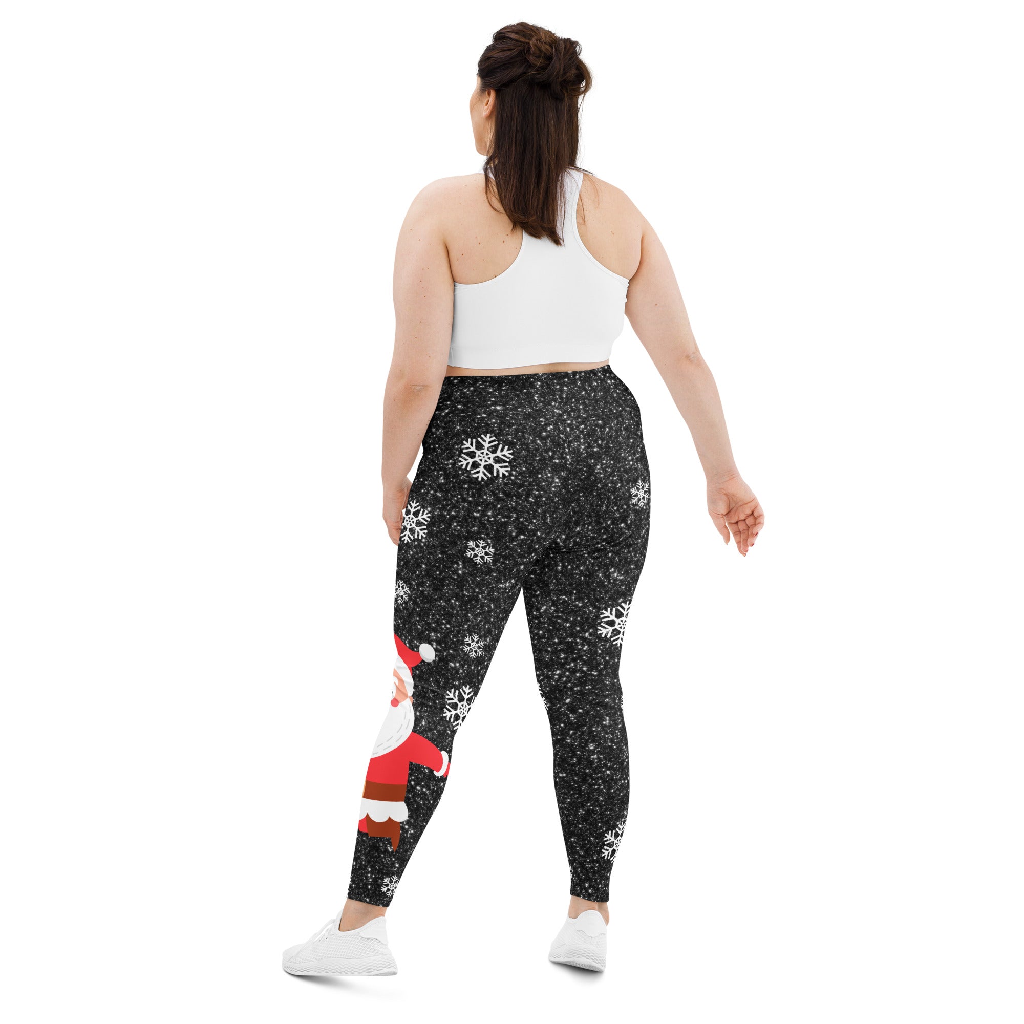 Sparkly Santa Print Plus Size Leggings